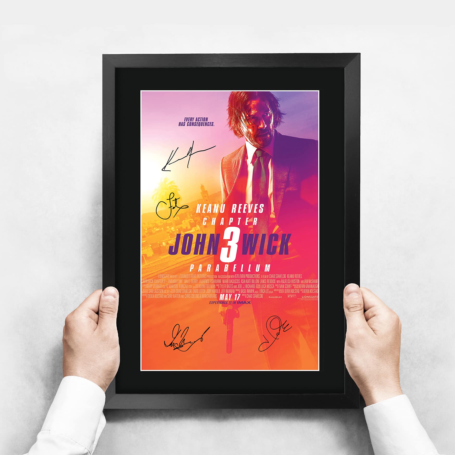Hwc Trading John Wick 3 Keanu Reeves 16 X 12 Inch Framed Gifts Printed Poster Signed Autograph Picture For Movie Memorabilia Fan