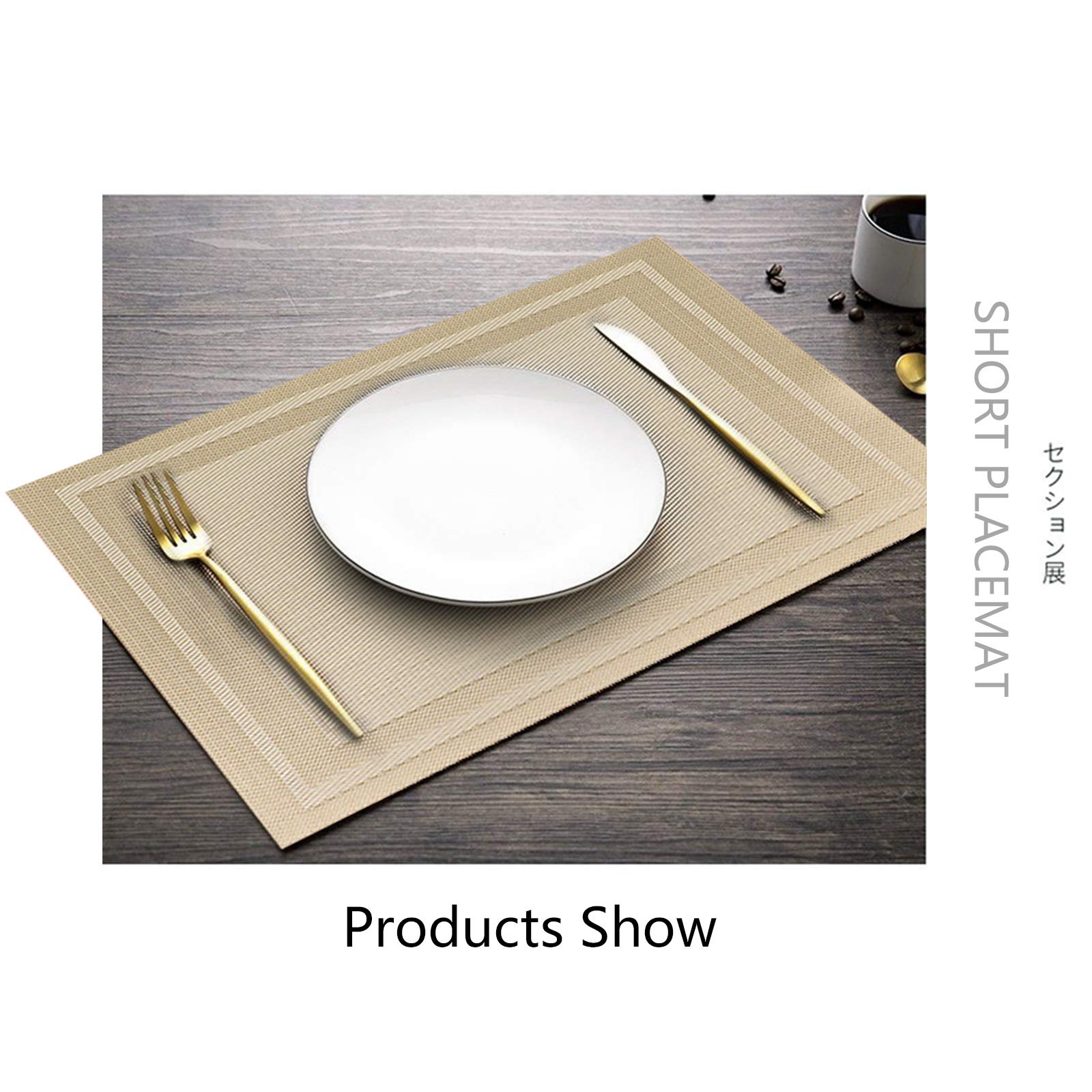 Placemats With Table Runner Set Place Mats, Woven Crossweave Vinyl Kitchen Tablemat, Washable Pvc Vinyl Table Mats For Dining Ta