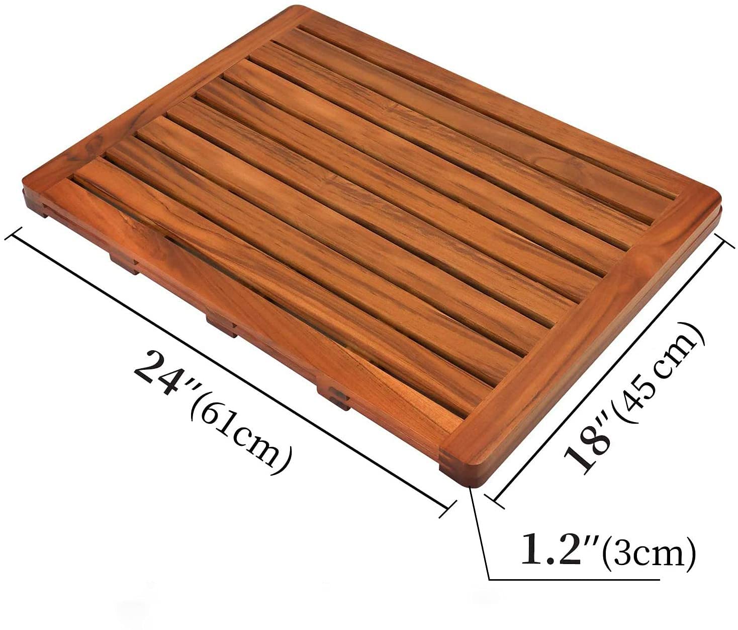 Utoplike (24''X18'') Teak Wood Bath Mat, Shower Mat For Bathroom, Wooden Floor Mat Square Large For Spa Home Or Outdoor