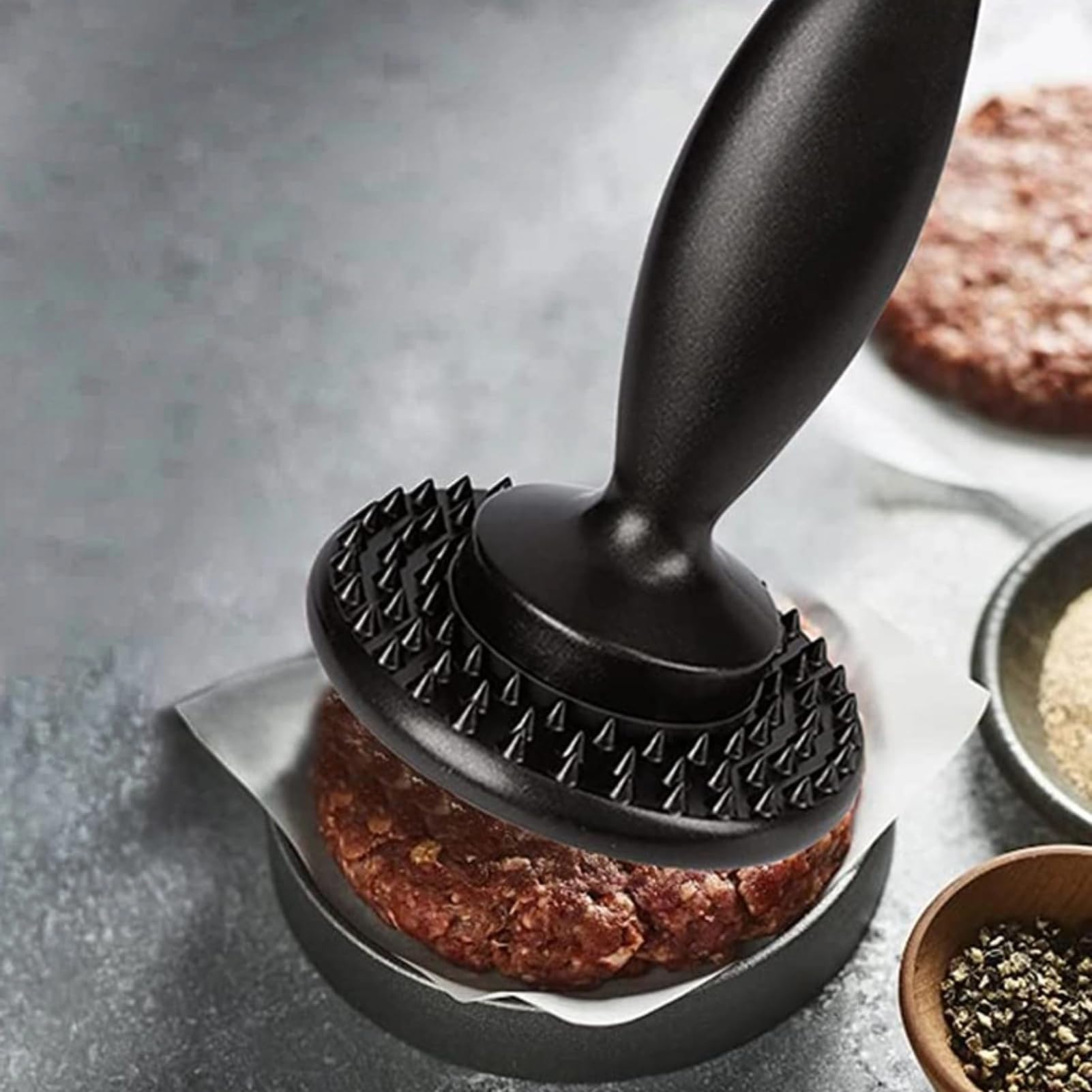 Meat Pounder Tenderizer, Stainless Steel Burger Press Patty Maker Meat Tenderizer Mallet Marinating Prep Tool