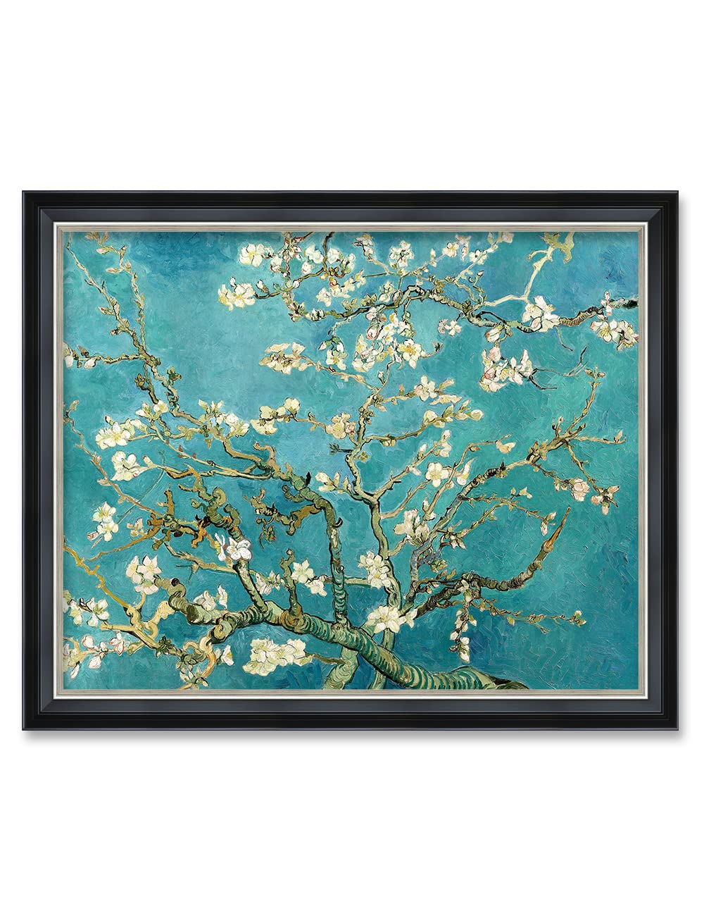 Decorarts - Blossoming Almond Tree, Classic Art By Vincent Van Gogh. Framed Giclee Prints With Solid Wood Frame And Silver Accen