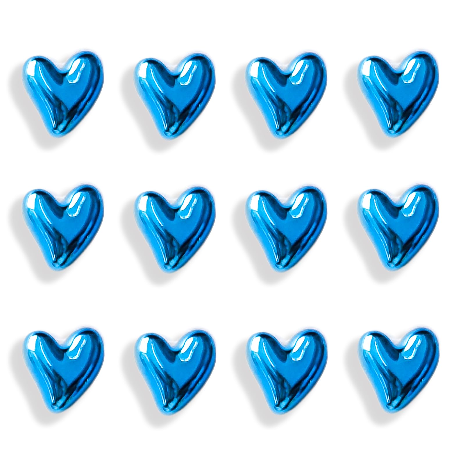 Janvelle 12PCS Blue Fridge Magnets Cute Love Heart Magnets for Refrigerator 0.83inch Small Photos Decorative Magnet Set Home Kit