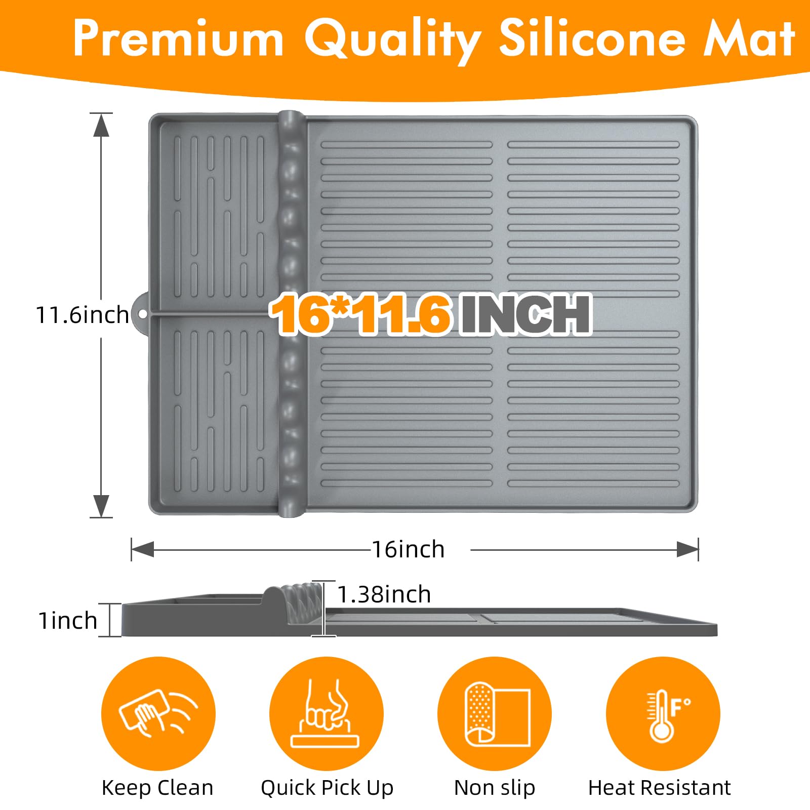 Griddle Mat Compatible With Blackstone, Silicone Grill Tools Mat With Drip Pad, Spatula Mat For Outdoor Grill, Side Shelf Mat Gr