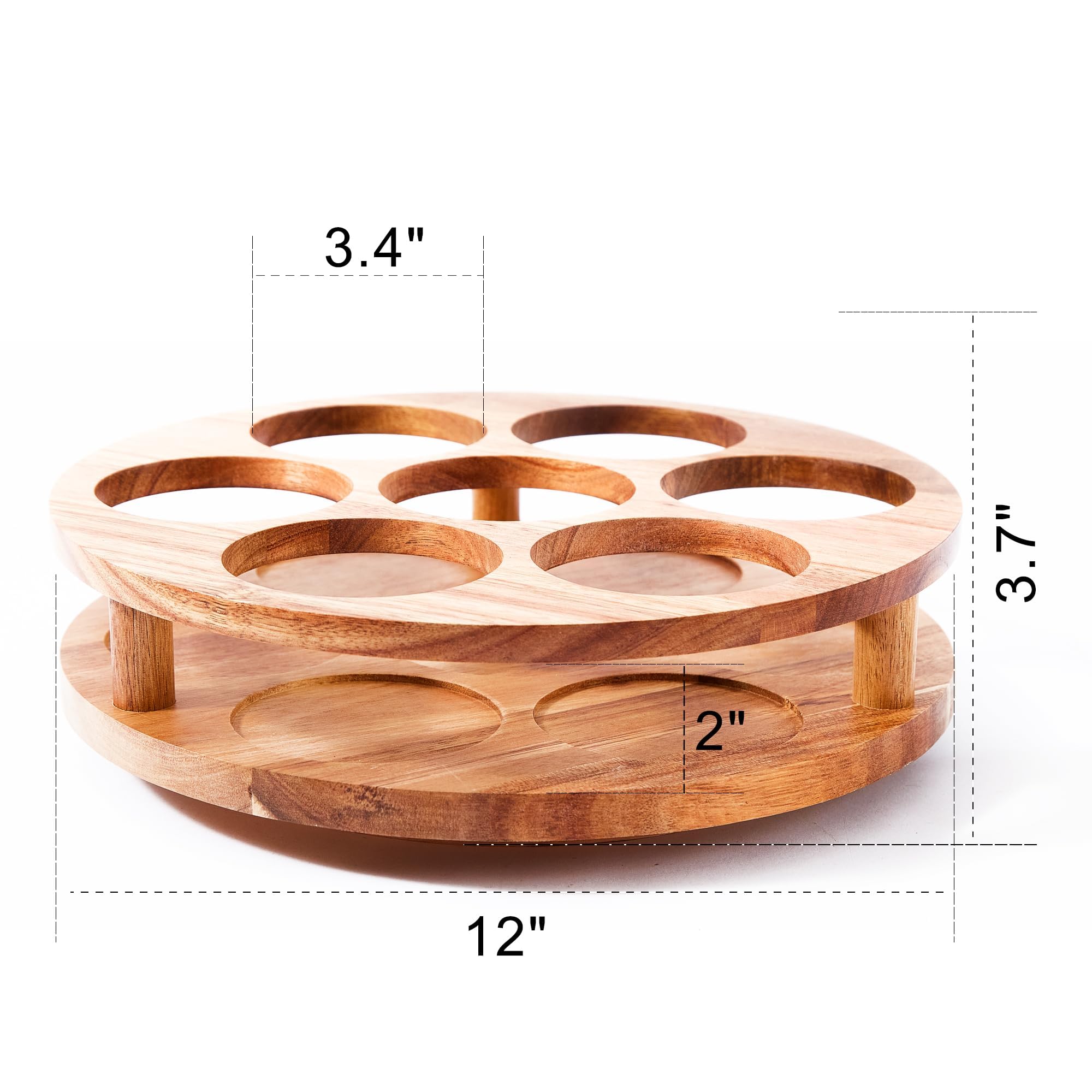 Govokoi Acacia Wood Rotating Coffee Syrup Organizer, 7 Bottles Coffee Syrup Rack, Coffee Station Organizer With Large Base And A