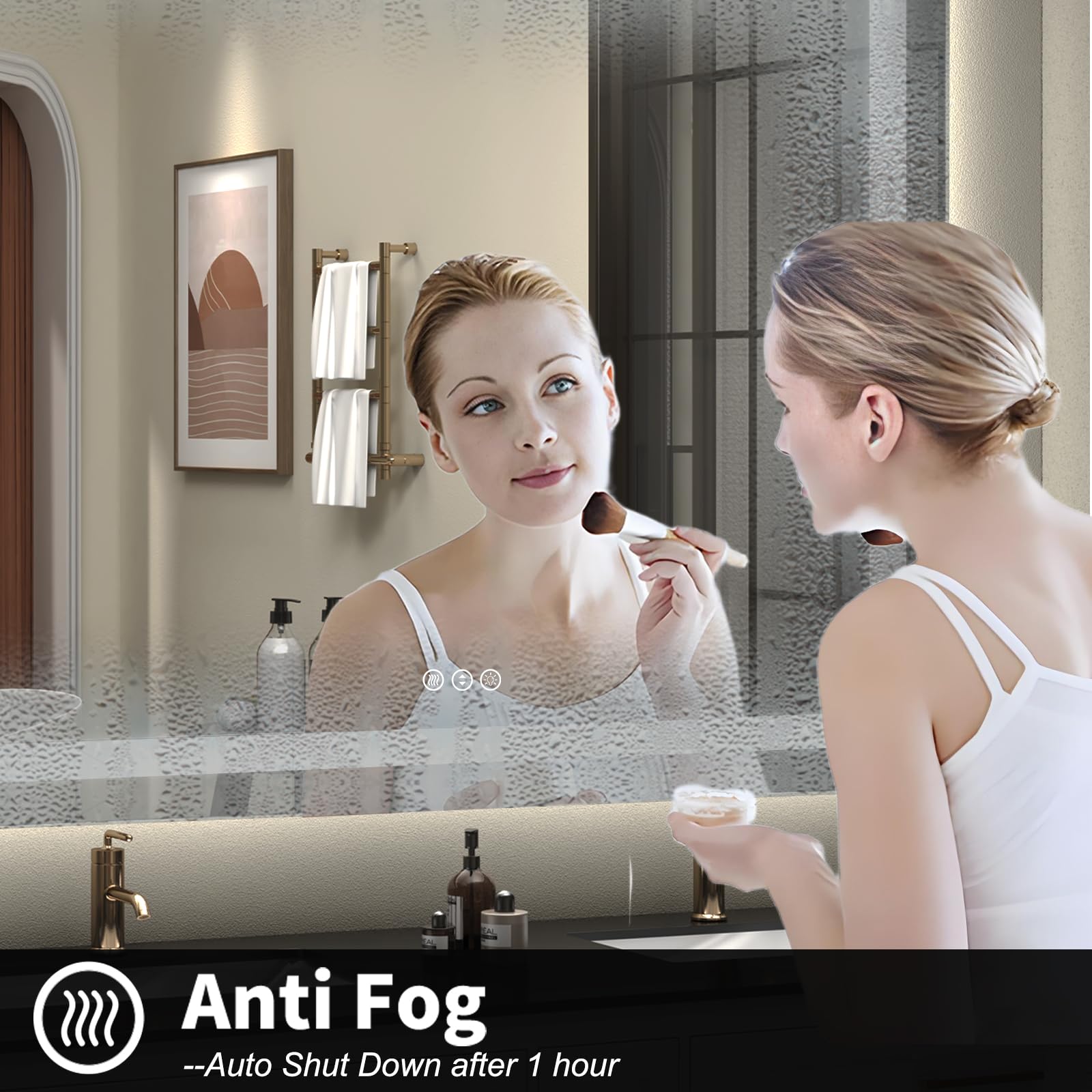 ODDSAN LED Bathroom Mirror for Wall 72x 40  Large Lighted Vanity Mirror with Lights  Dimmable  Anti-Fog  Shatter-Proof  ETL Listed (Front + Backlit)