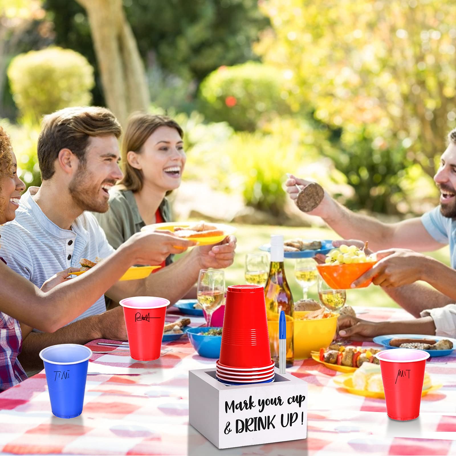 Single Cup Holder With Marker Slot Party Cup Dispenser Mark Your Cup And Drink Up Cup Holder Drink Dispensers For Parties Housew