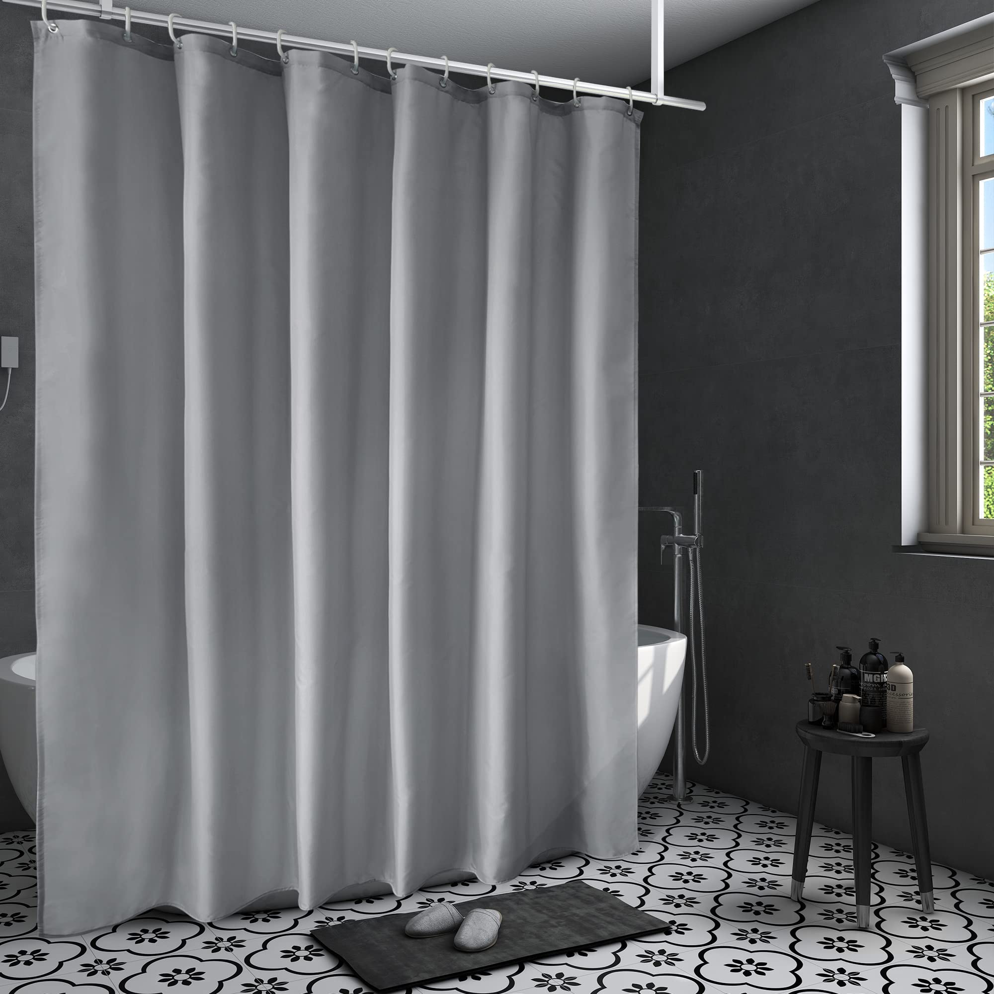 Aoohome Extra Long Shower Curtain 72 Width X 78 Height Inch, Fabric Shower Curtain Liner For Hotel With Hooks, Water Repellent,