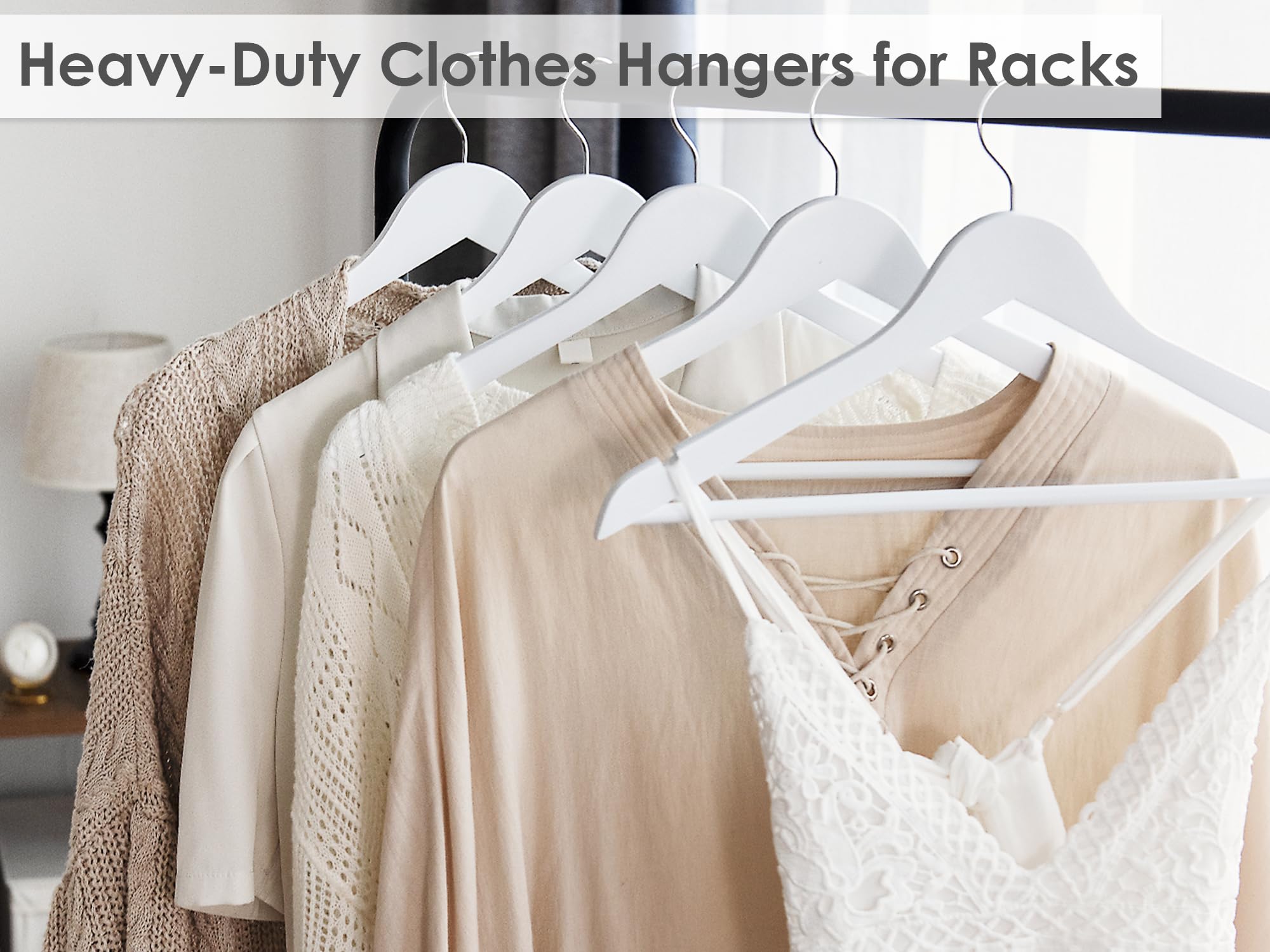 Storageworks White Wood Hanger, Natural Wood Hangers 30 Pack, White Wooden Hangers For Closet, Wooden Coat Hangers For Coats, Sh