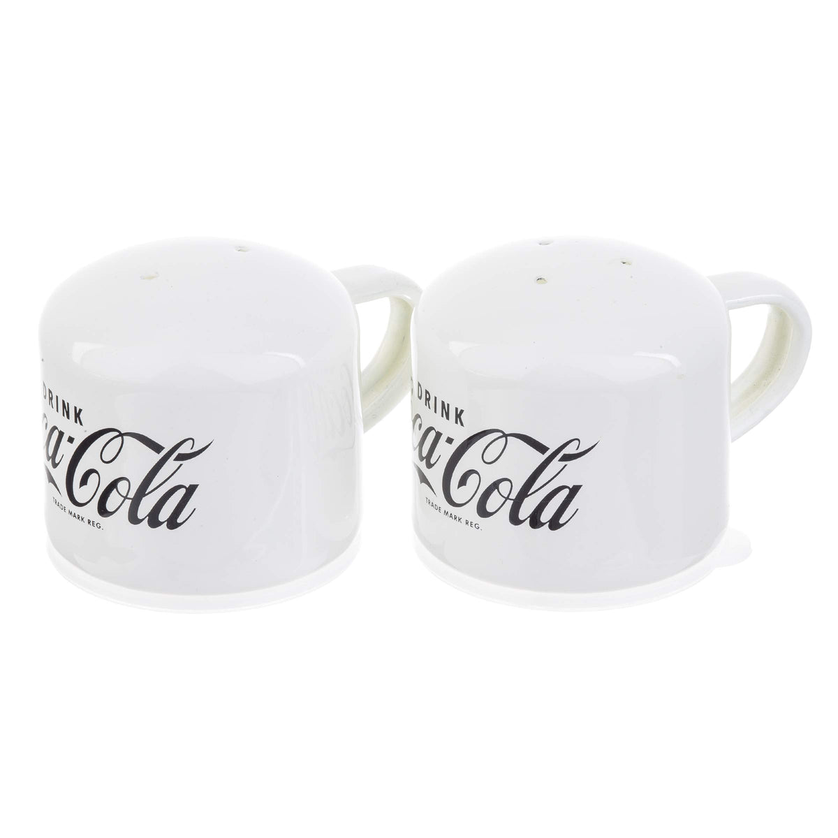 Tablecraft'S Collection Set Coca-Cola Enamel Salt & Pepper Shakers, 3.25 X 2.5 X 2.25'', White