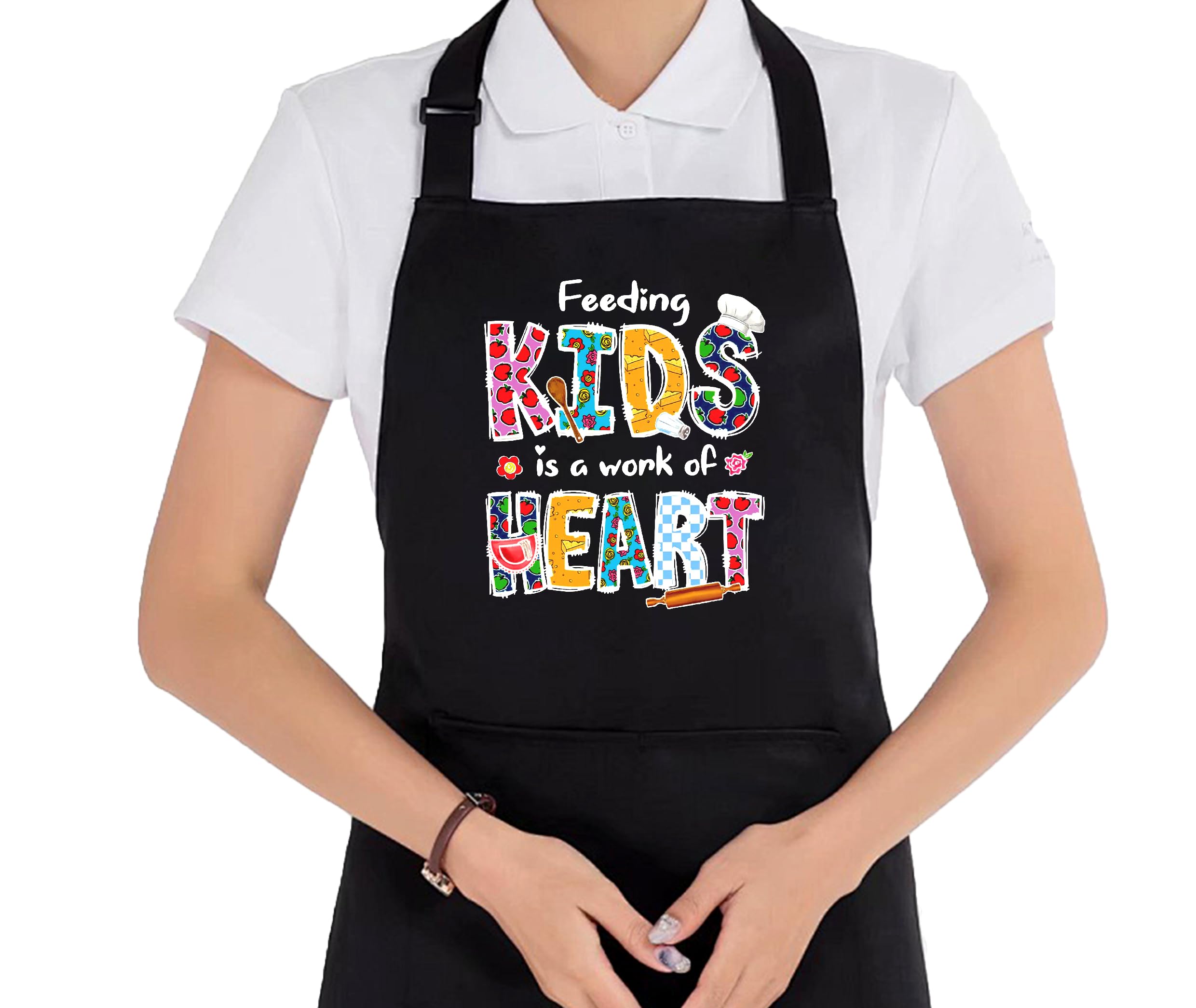 Uinwk Aprons For Women  Waterproof Adjustable Bib Apron With 2 Pockets  Cafeteria Worker & Lunch Lady Appreciation Gifts