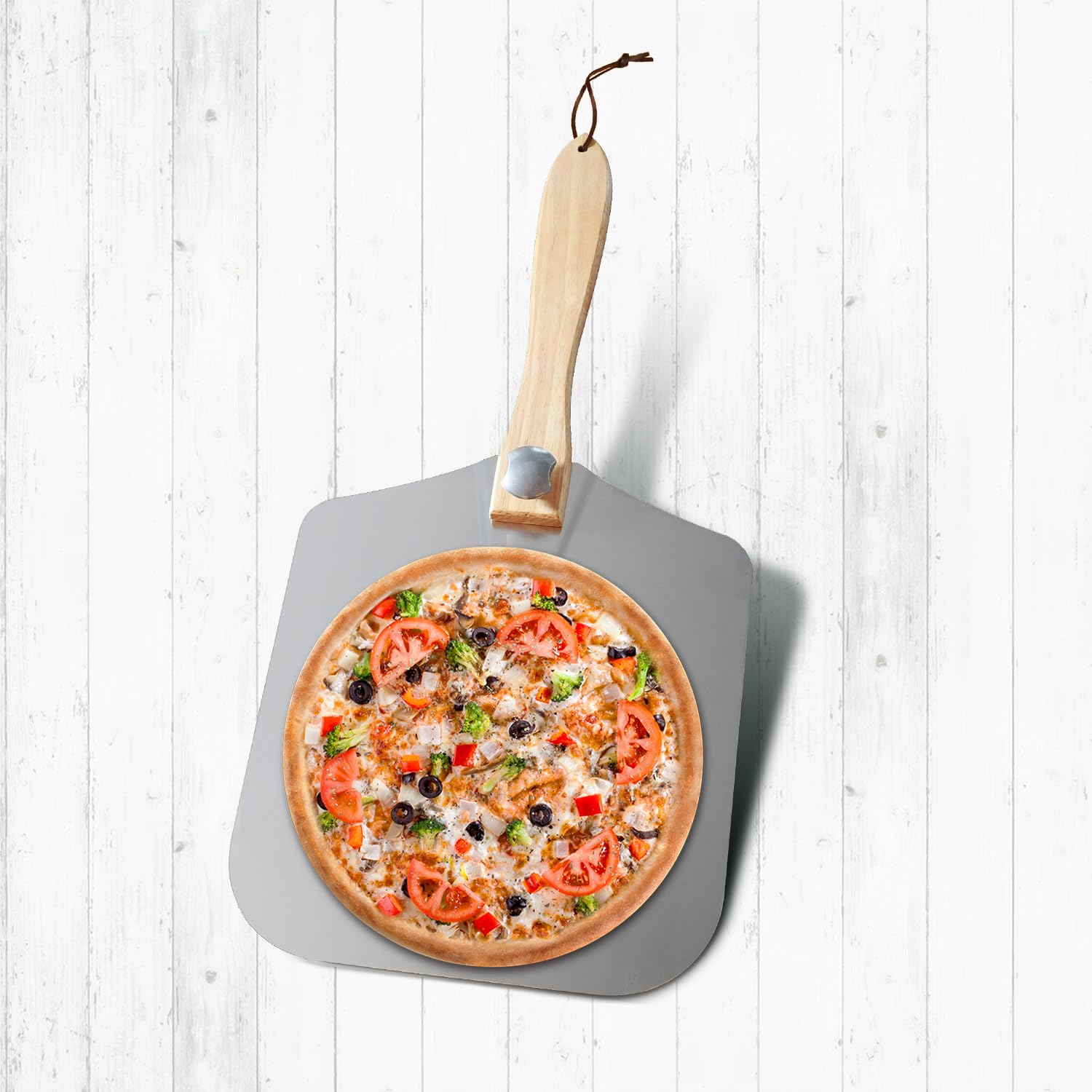 Chicago Brick Oven Aluminum Pizza Peel 12'' X 14'' With Foldable Wooden Handle, 25'' Long Turning Spatula, Pizza Paddle, Pizza S