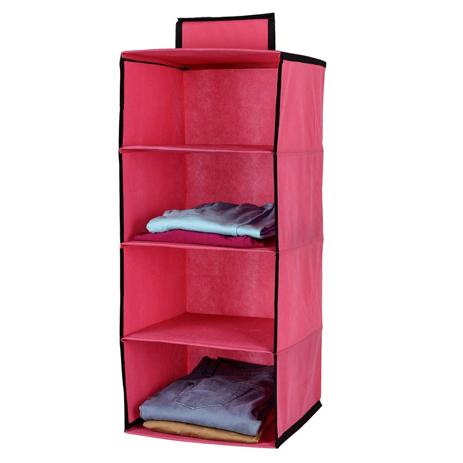 Flipco Cloth Hanging Organizer 4 Layer Shelf Closet 30 X 30 X 80 Cm Hanging Closet Organizer,Sweater & Sock Organizer With A Hoo
