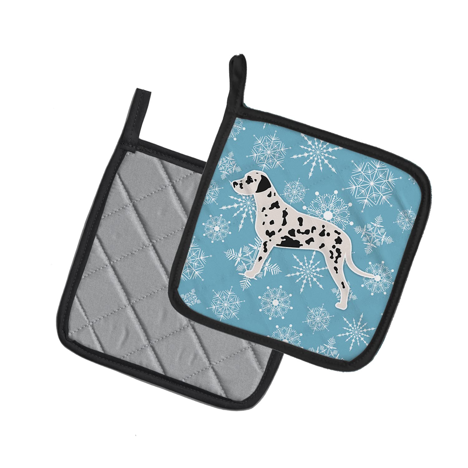 Caroline'S Treasures Bb3483Pthd Winter Snowflake Dalmatian Pair Of Pot Holders Kitchen Heat Resistant Pot Holders Sets Oven Hot