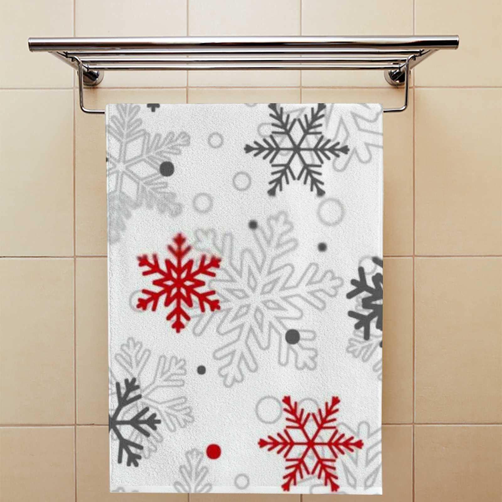 Vantaso Bath Hand Towels Set Of 2 Christmas Gray Red Snowflakes Soft And Absorbent Washcloths Kitchen Hand Towel For Bathroom Ho