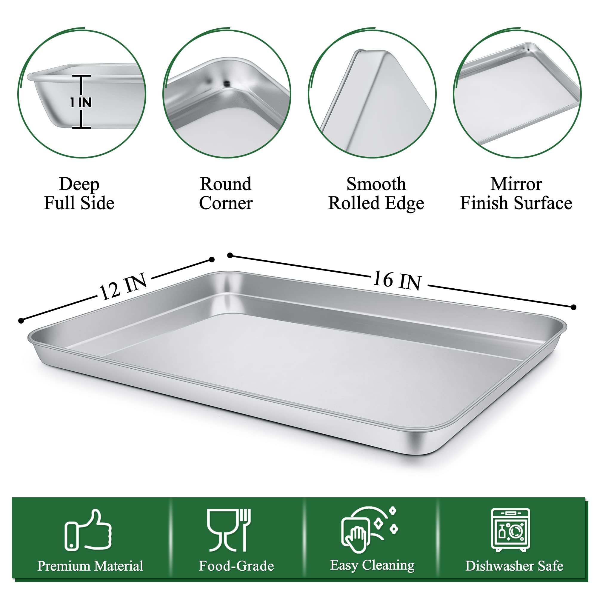 P&P Chef Baking Sheets And Racks Set (2 Pans + 2 Racks), Stainless Steel Baking Sheet Oven Tray And Cooling Grid Rack For Cookie