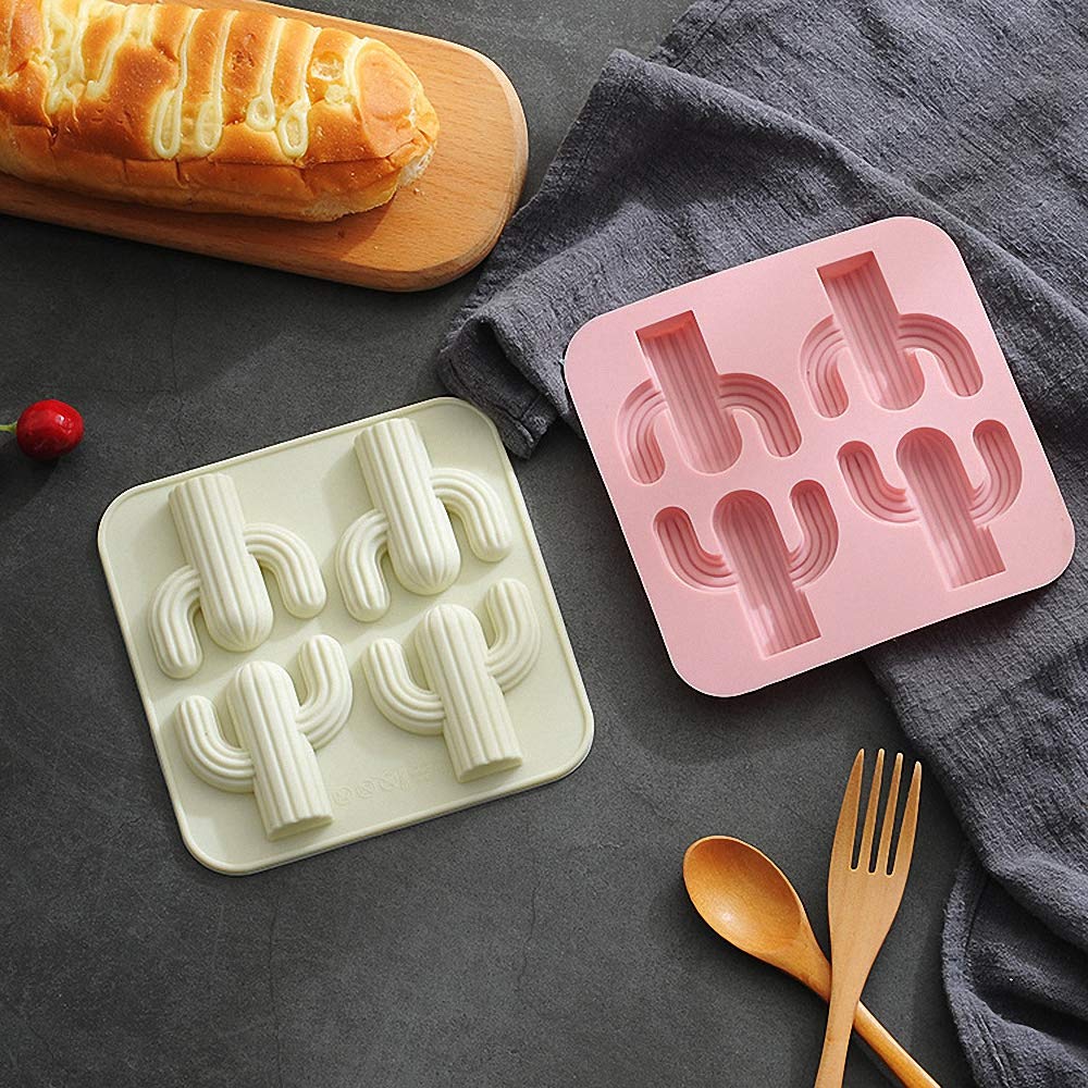 Moldfun 2-Pack Cactus Ice Cube Tray Cacti Silicone Molds For Diy Chocolate Candy Gummy Gelatin Jello Jelly Baking Cake Soap Cray