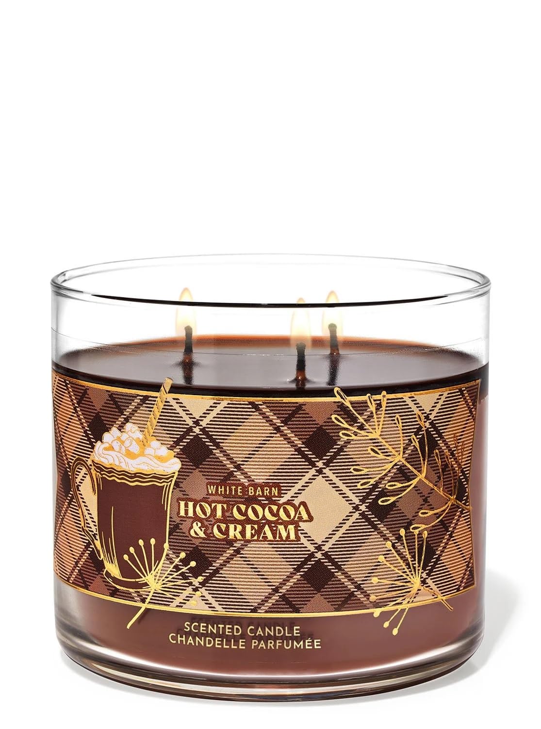 Bath & Body Works, White Barn 3-Wick Candle w/Essential Oils - 14.5 oz - 2021 Christmas Scents! (Hot Cocoa & Cream)