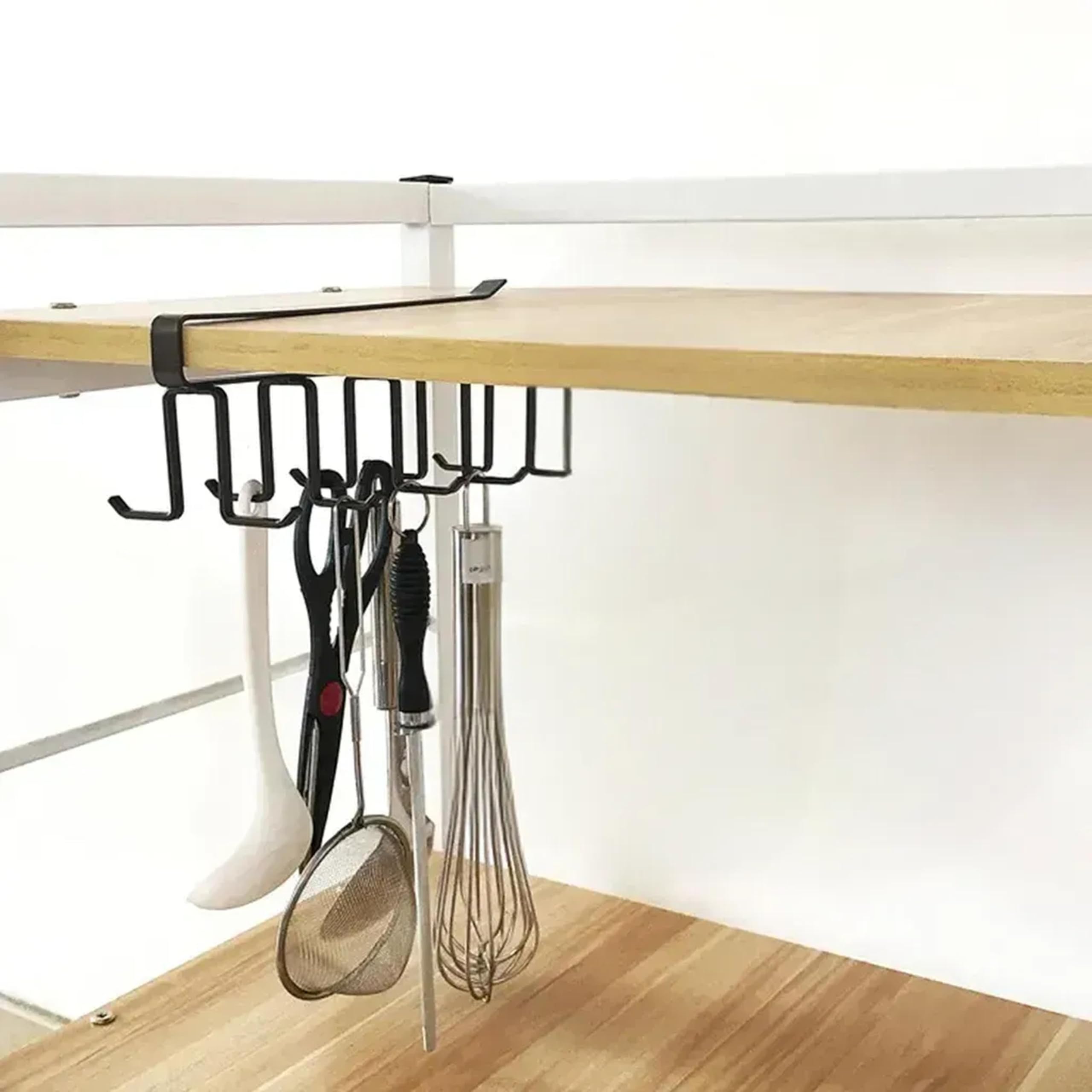 Kuber Industries No Drill Metal Double Sided Cabinet Hooks, Cup Hanger For Kitchen | Kitchen Storage Hooks For Hanging Utensils 