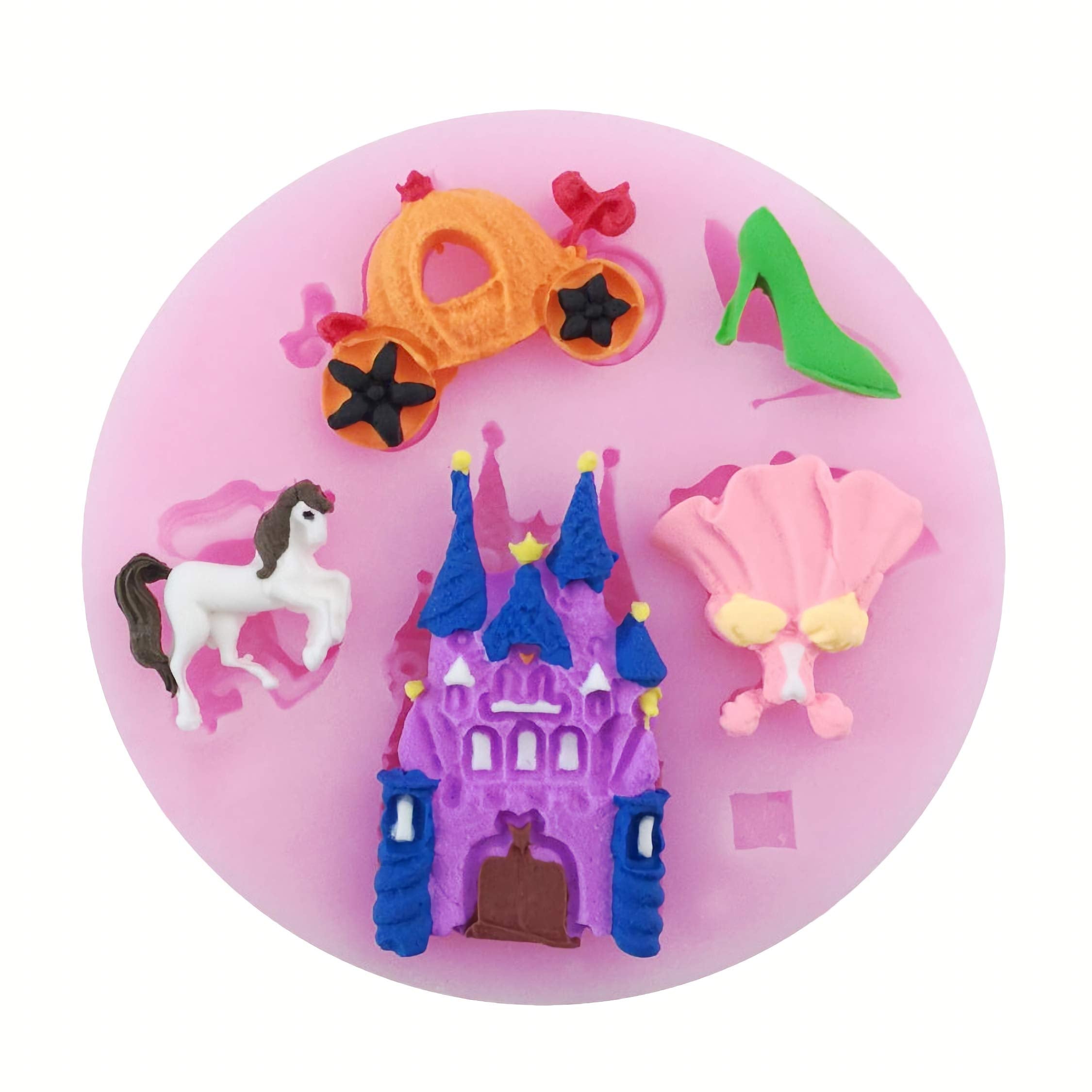 Hengke 2 Pcs Silicone Fondant Mold Children'S Castle Mould Jelly Sugar Chocolate Fondant Silicone Molds For Sugarcraft Candy Cup
