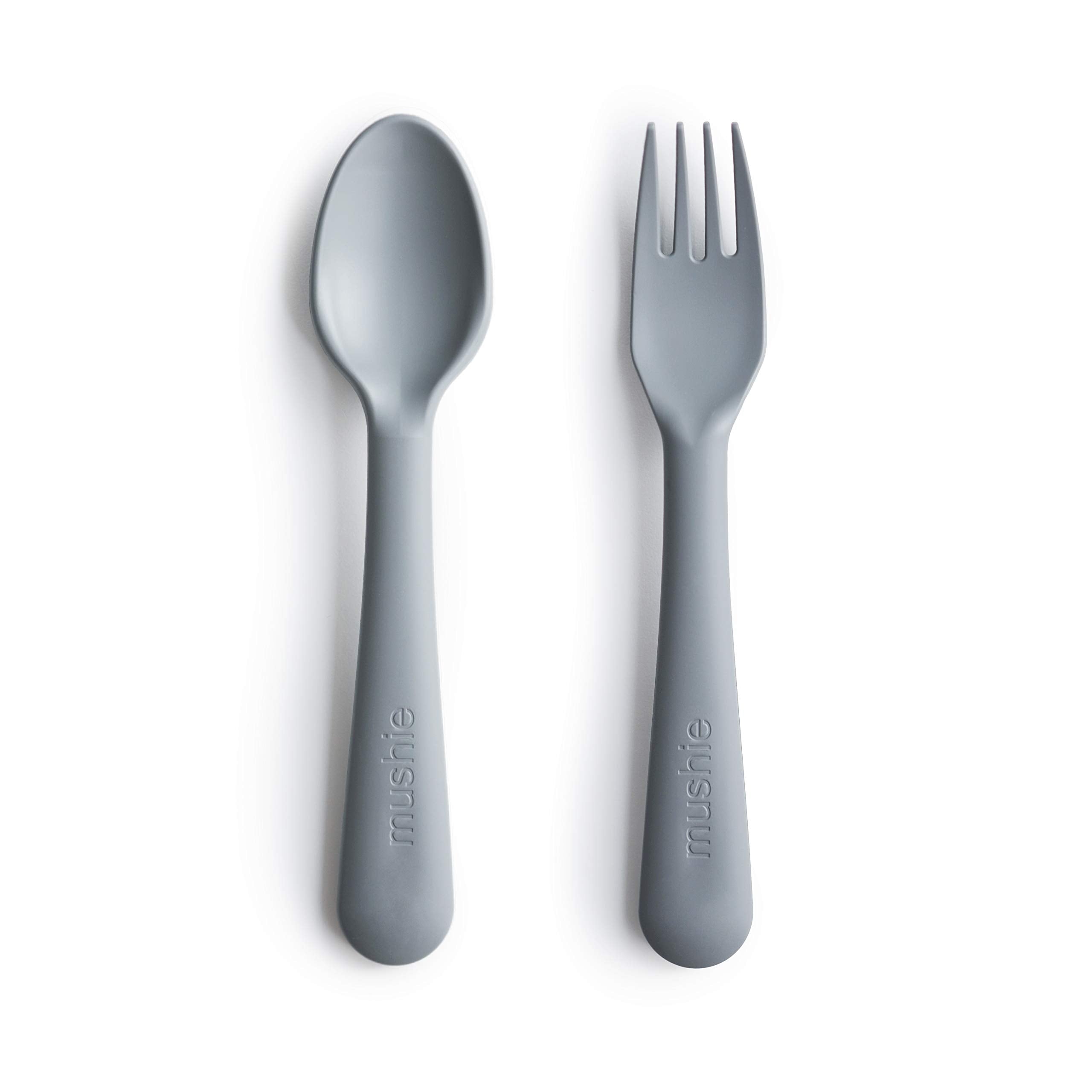 mushie Flatware Fork and Spoon Set for Kids | Made in Denmark (Cloud)