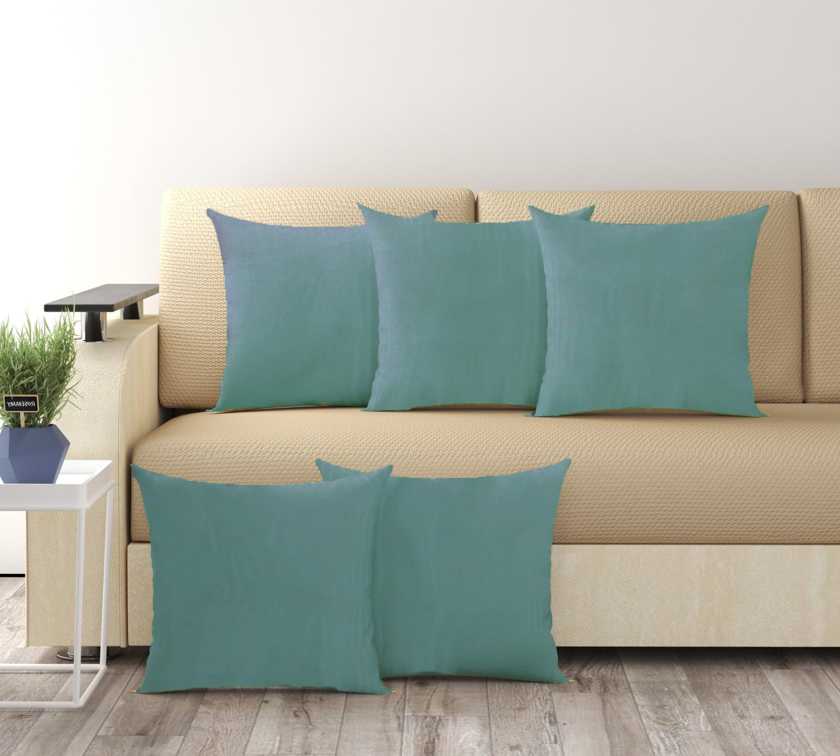 Trance Home Linen 100% Thick Cotton Plain 24X24 Inch Cushion Covers For Sofa And Diwan | Throw Pillow/Small Cushion Pillow Cover
