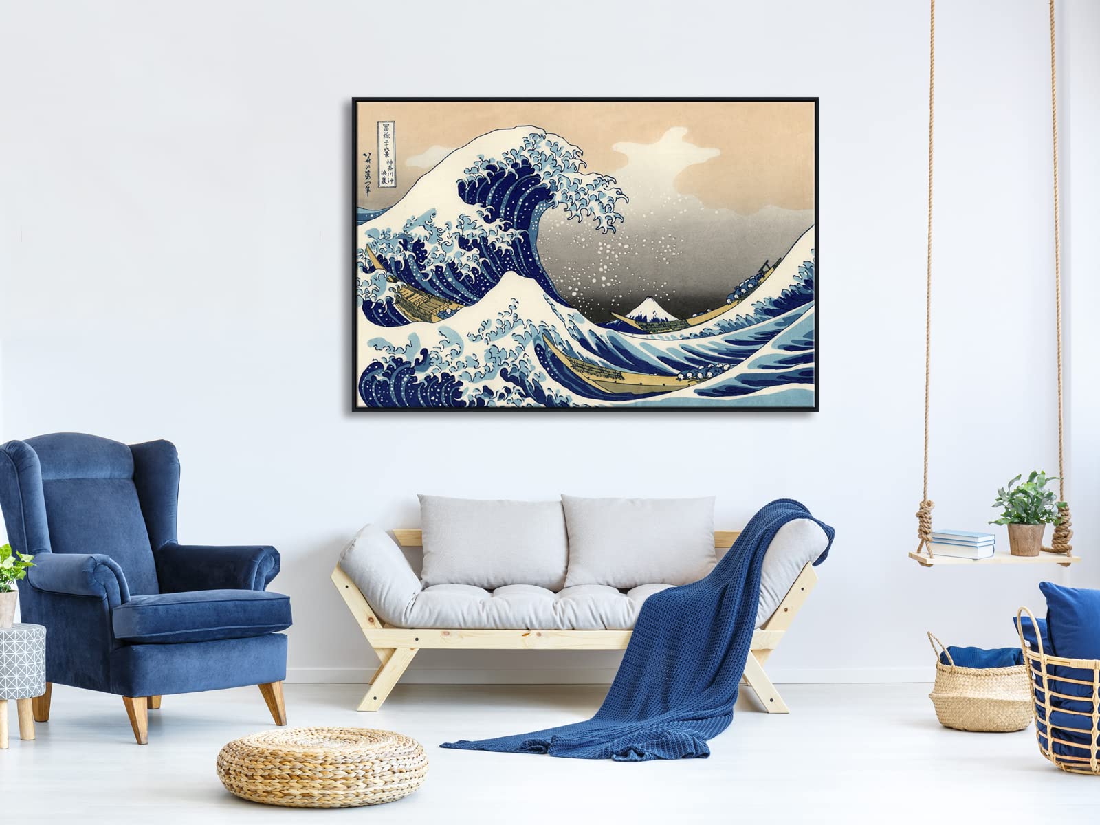 Wieco Art Extra Large Black Framed Art Great Wave Of Kanagawa Katsushika Hokusai Canvas Prints Wall Art Abstract Seascape Painti