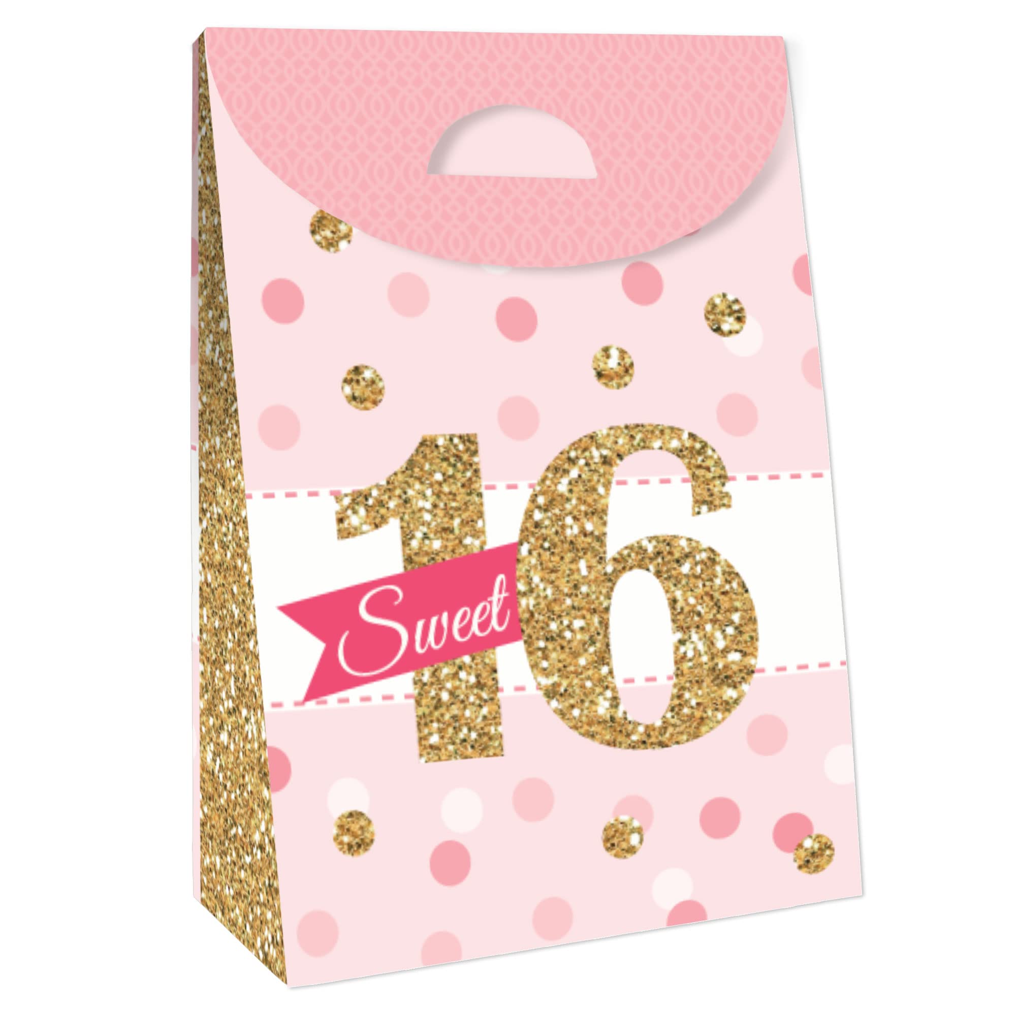 Big Dot Of Happiness Sweet 16-16Th Birthday Gift Favor Bag - Party Goodie Boxes - Set Of 12