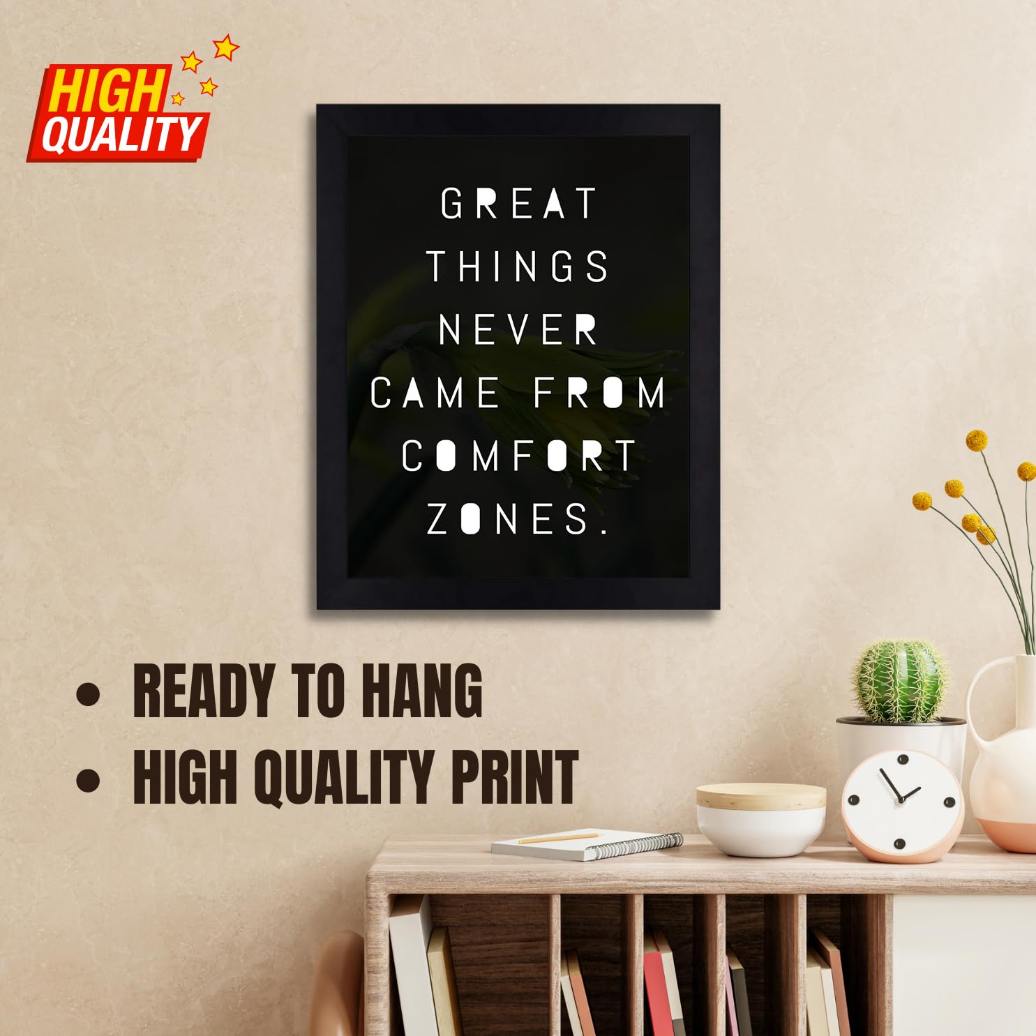 Interio Crafts - Comfort Zone Motivational Wall Frame - Self Inspirational Quote Framed Poster For Office Or Home Wall Decor - P