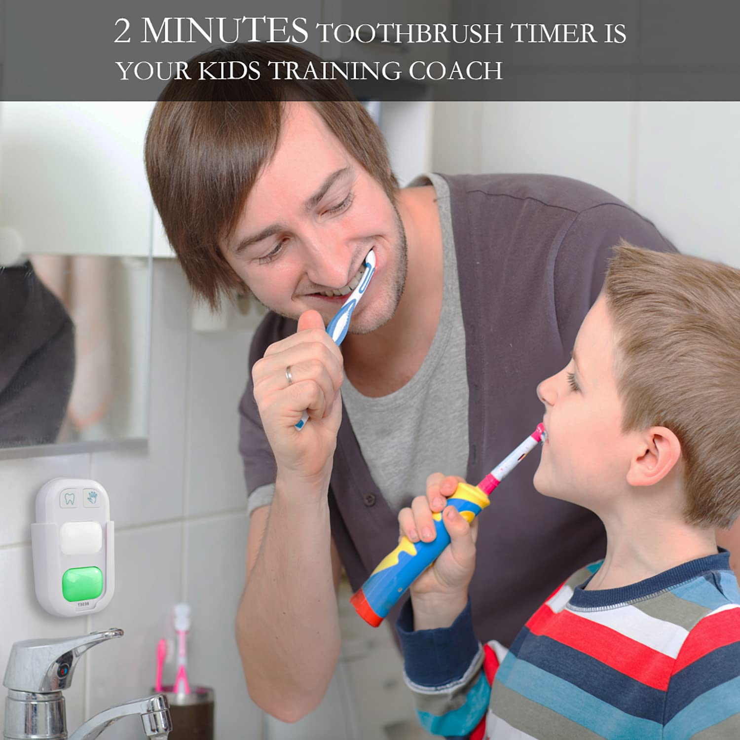 Timer For Kids,2 Minutes Teeth Brush Timer,20 Seconds Bathroom Hand Washing Timer, Color Indicator Light Stick On Bathroom Timer