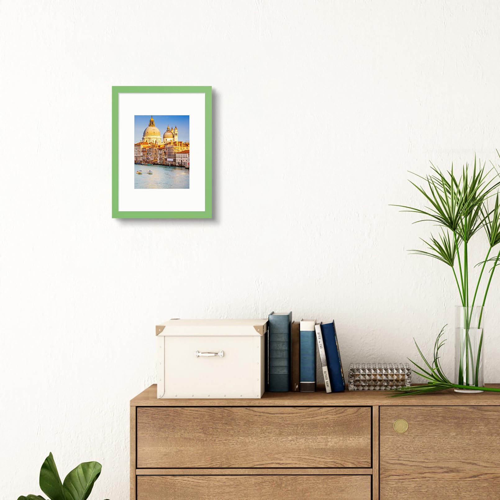 wyooxoo 8x12 Picture Frame Set of 2 Made of Solid Wood Green Photo Frames Display Pictures 6x8 with Mat or 8x12 Without Mat Colo