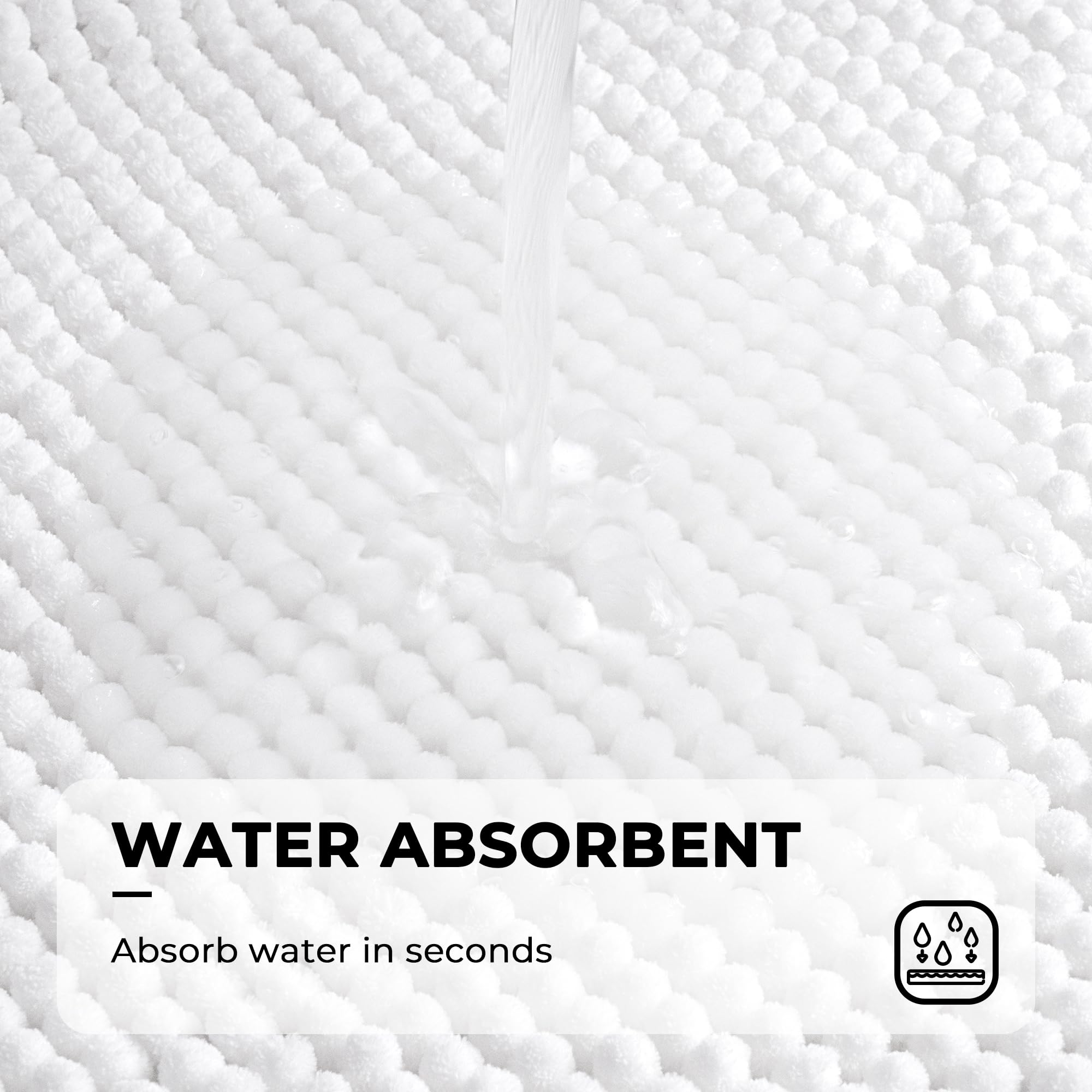 Granny Says Chenille Bathroom Rugs Non Slip Washable, Soft White Bath Mats For Bathroom, 16'' X 24'', Super Absorbent Bath Mat S