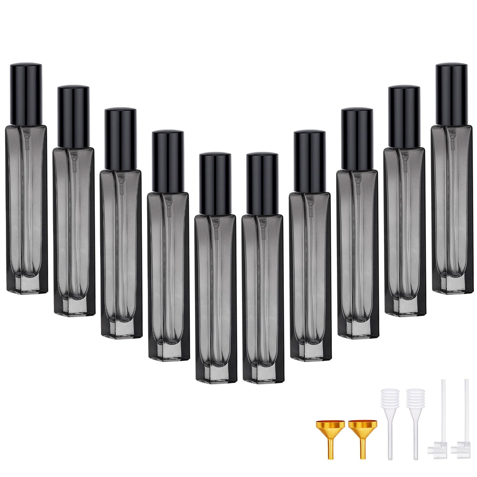 Segbeauty 0.34Oz Small Travel Size Perfume Atomizer, 10Pcs 10Ml Refillable Atomizer Sprayer For Perfume, Black Glass Spray Bottl