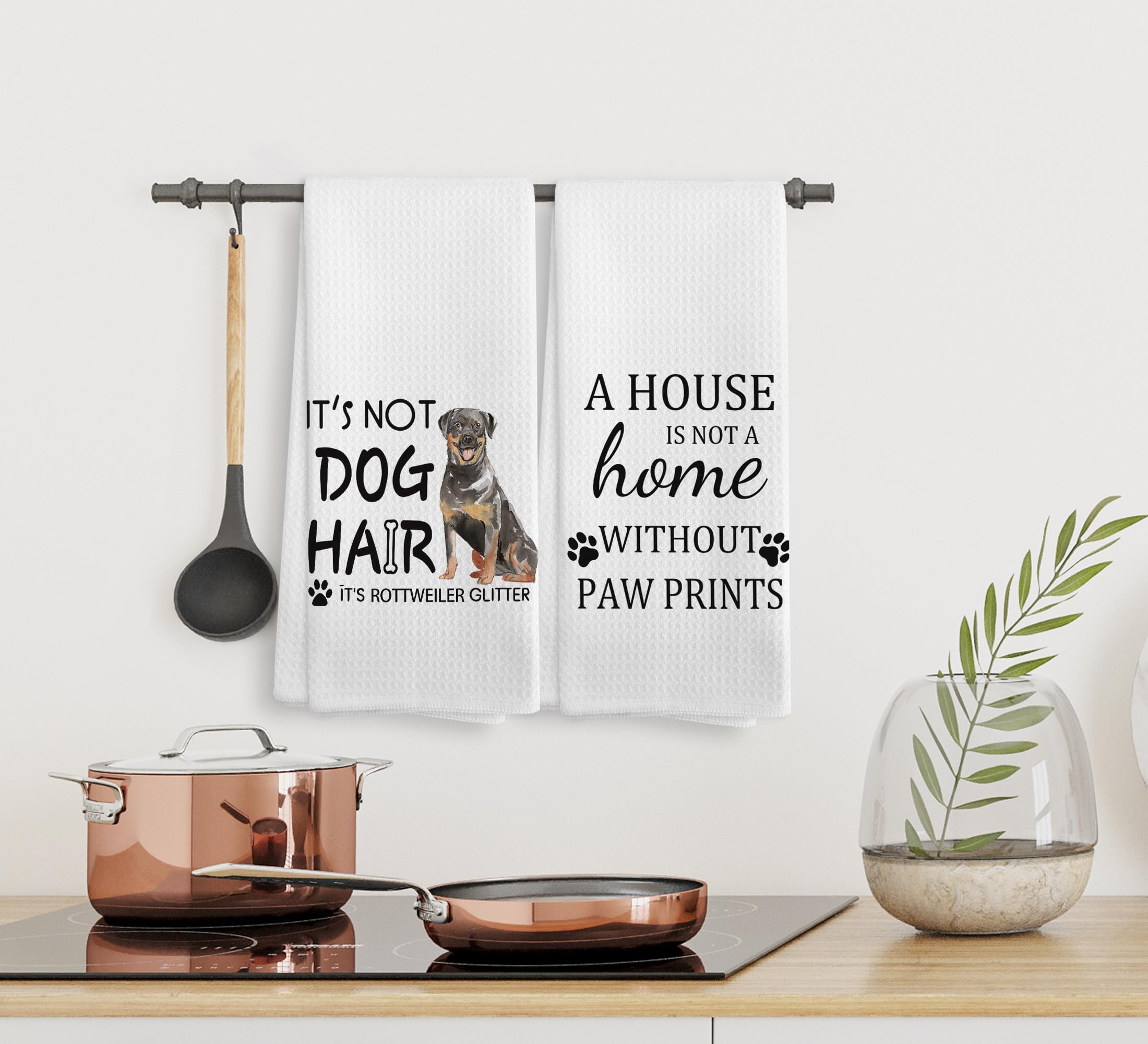 NOQL Rottweiler Kitchen Towels and Dishcloths Set of 2, Rottweiler Gifts for Women, Dog Kitchen Towels, Dog Hand Towels, 16  24