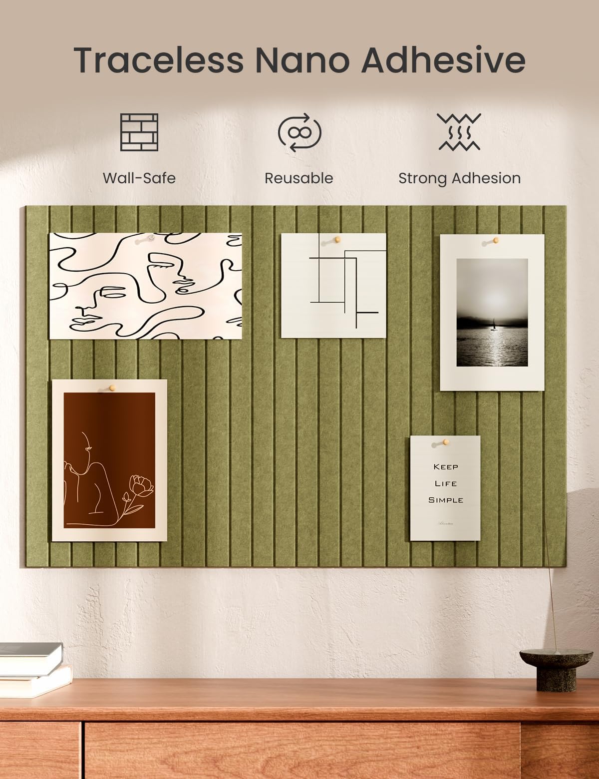 Bumusty Large Felt Bulletin Board 48 x 36 Cork Board Alternative - 6 Pack with 40 Safe Removable Adhesive Tabs, Cork Boards for