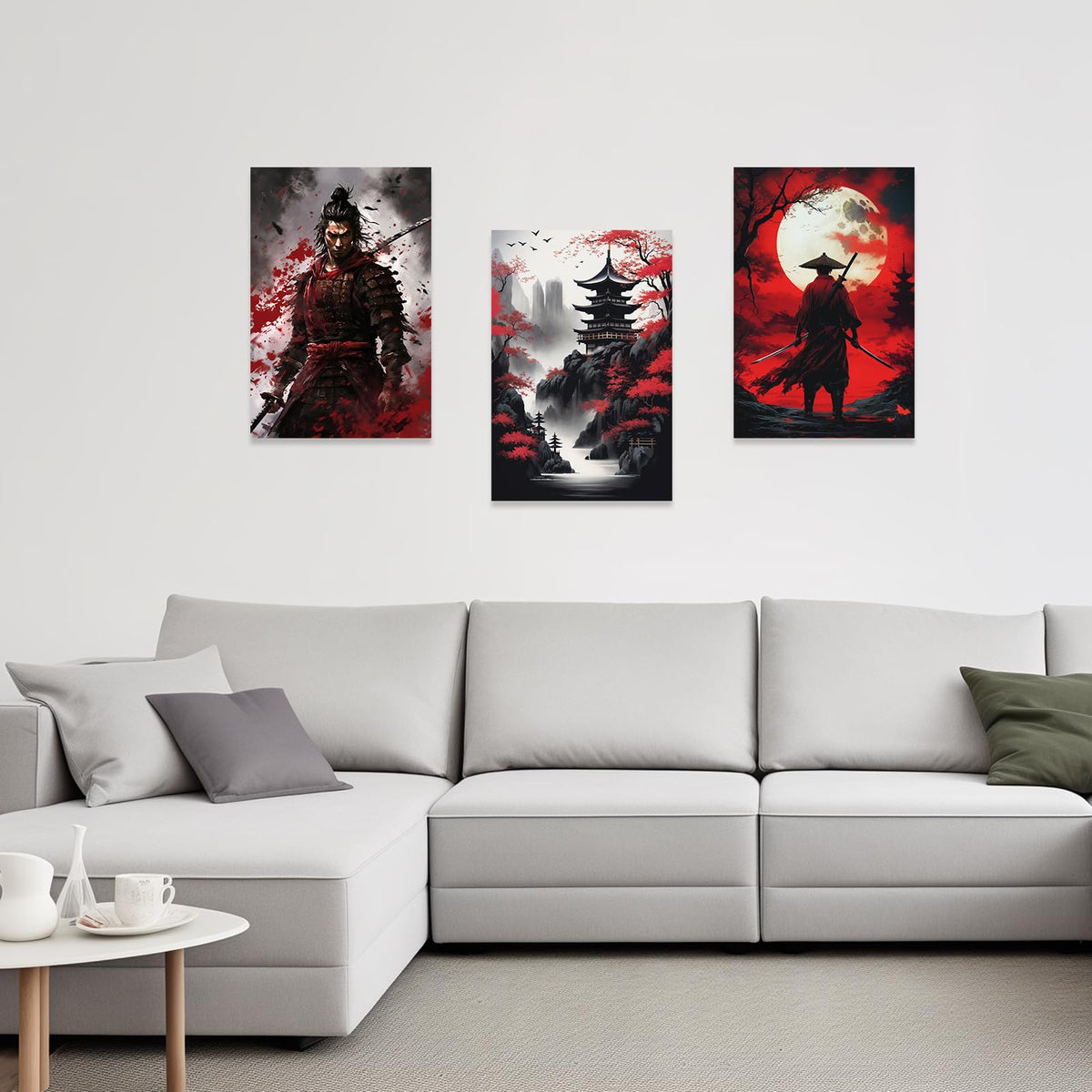Ccwacpp 3 Piece Samurai Wall Art Japan Painting Canvas Print Warrior F ...