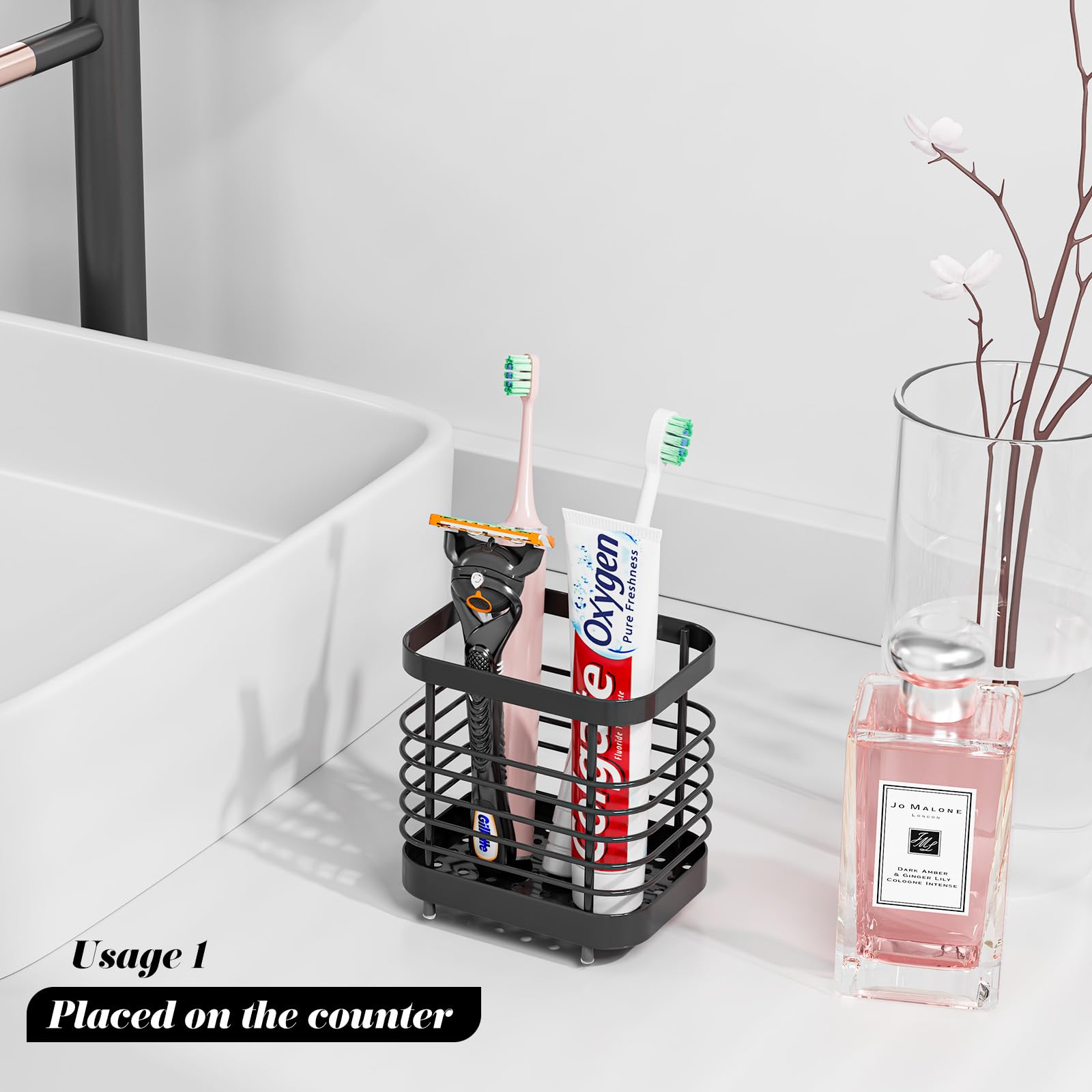Toothbrush Holders For Bathroom - Sgokuno Stainless Steel Toothbrush Holder Wall Toothpaste Holder Shower Razor Holder Toothbrus