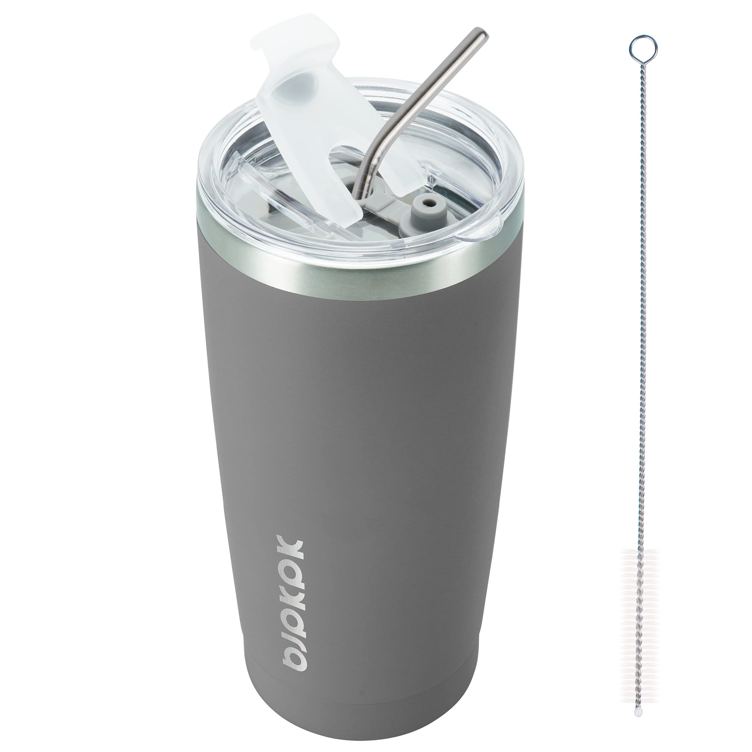 BJPKPK 20 oz Insulated Tumbler With Lid And Straw Stainless Steel Tumblers Coffee Mug Thermal Cup For Women And Men,Gray