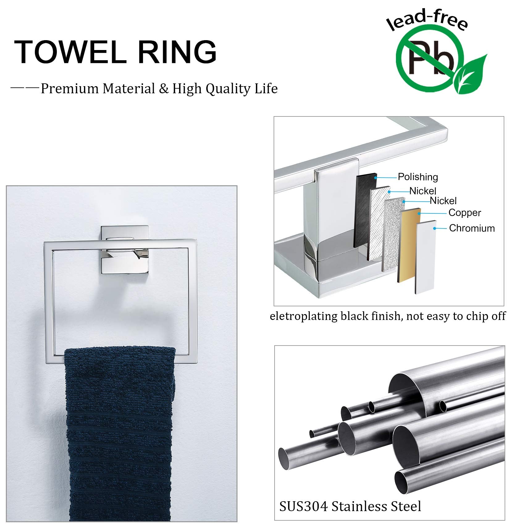 Tnoms Bathroom Hardware Accessories Set Polished Chrome Towel Bar Sets Include Towel Bar Towel Holder Toilet Paper Holder Towel