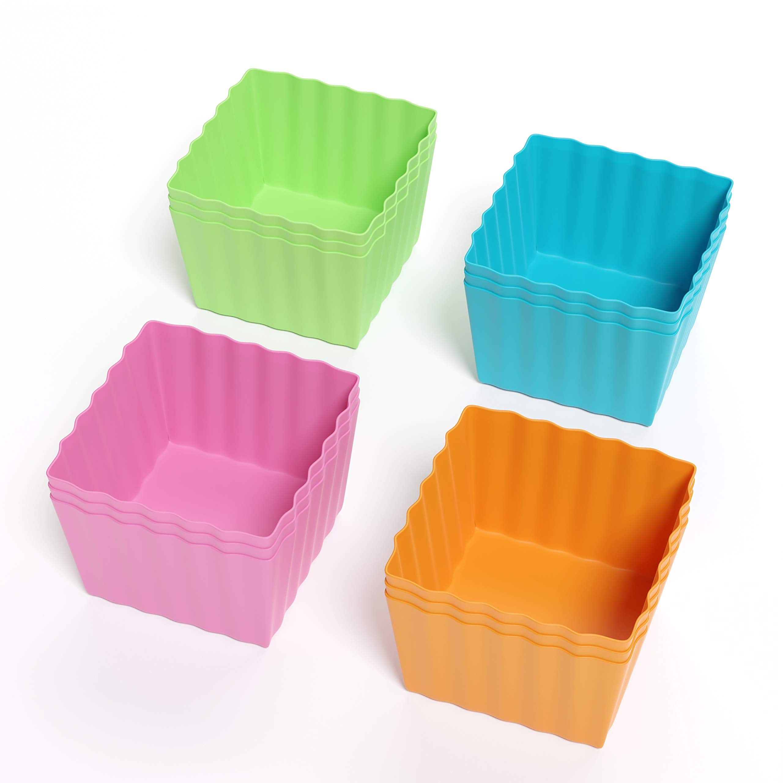 Bakerpan Silicone Square Molds For Baking, Baking Cups, Mini Cake Molds, Square Cupcake Liners, 1.5 Inch Square Cups - Set Of 12