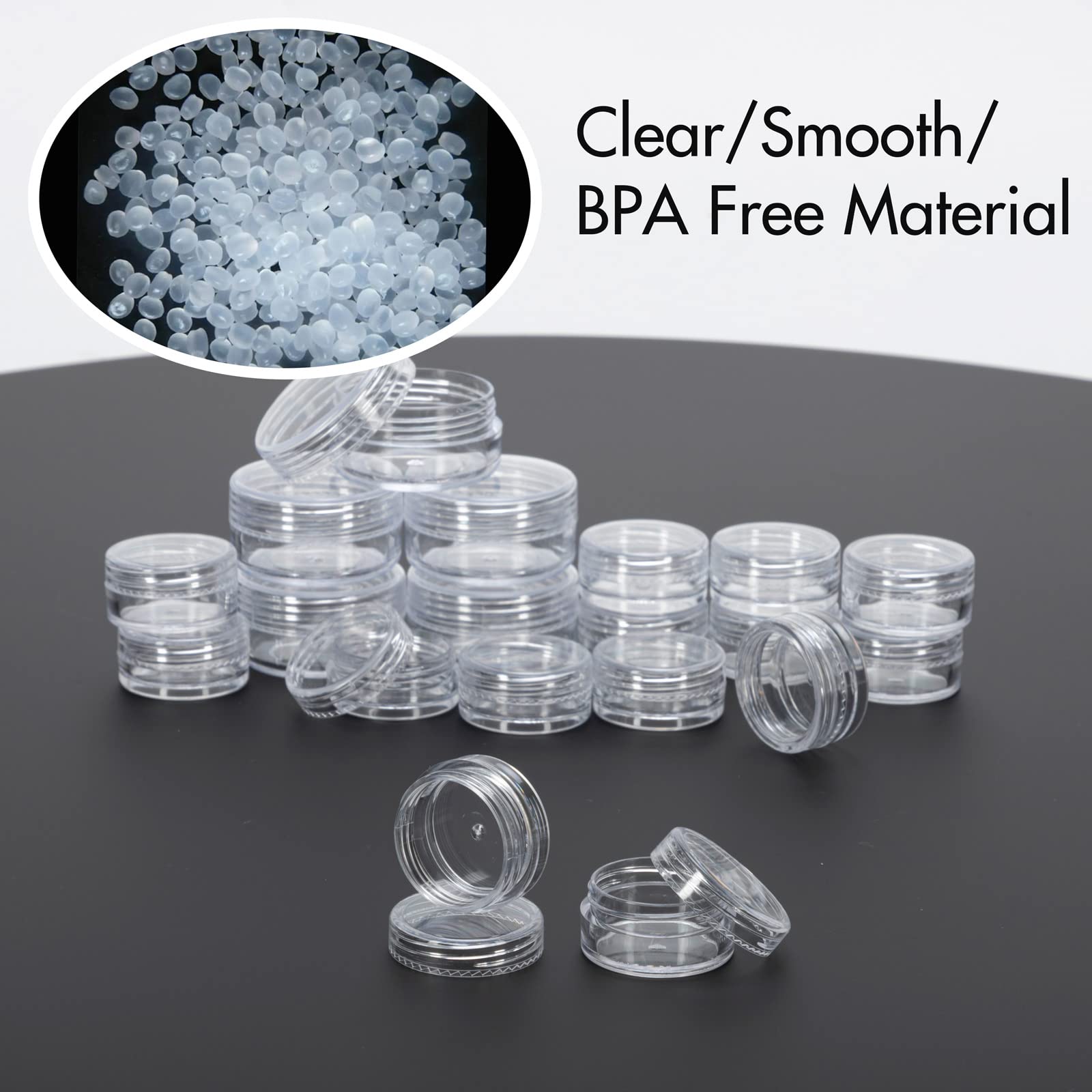 Zejia Sample Containers, Tiny Sample Jars With Lids, 5 Gram Cosmetic Containers With Lids, Clear Lip Balm Containers (25 Pieces)