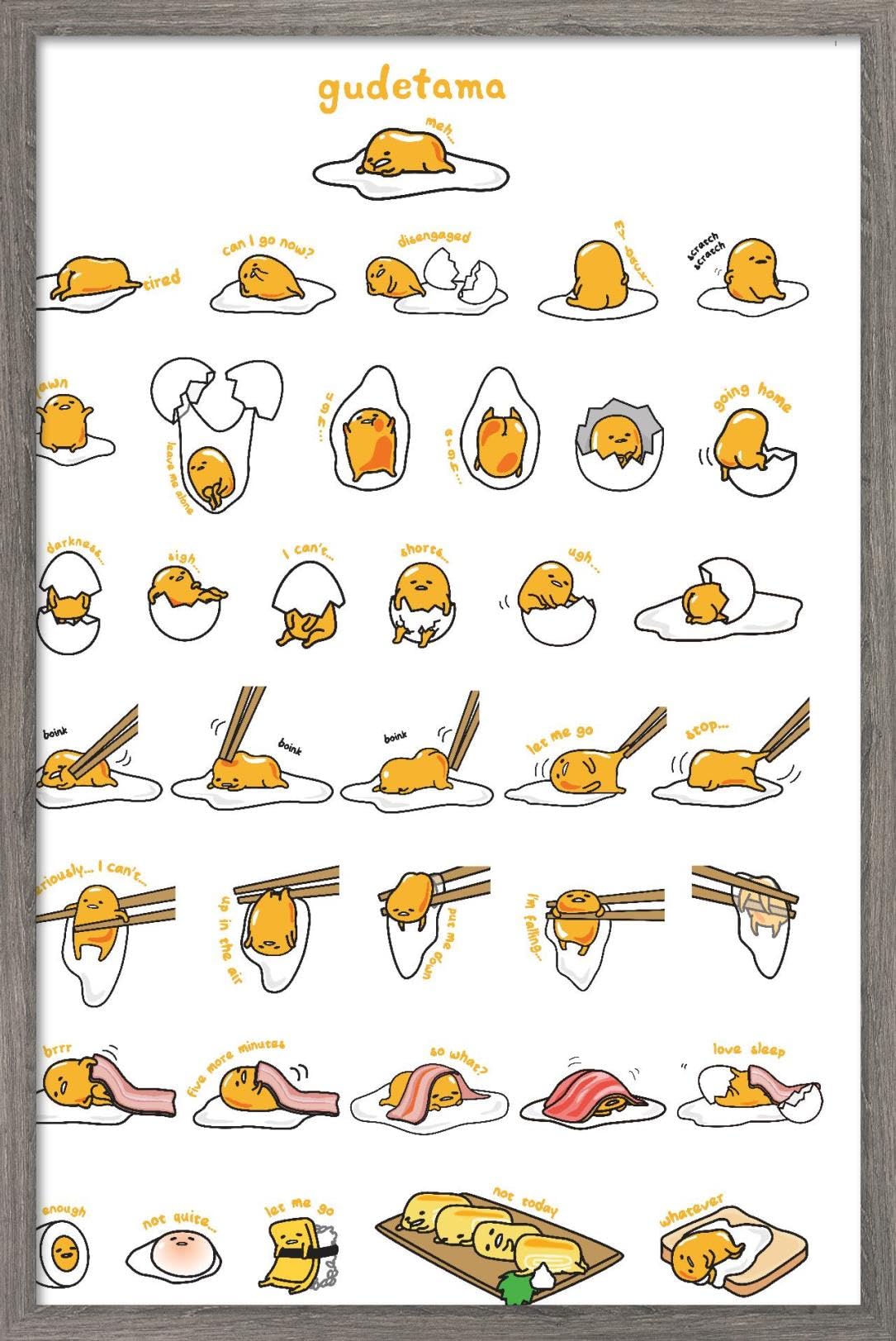 Trends International Gudetama - Grid Wall Poster, 14.725'' X 22.375'', Barnwood Framed Version