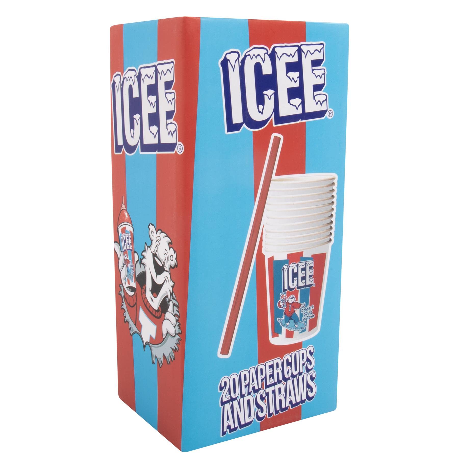 Officially Licensed Icee Slushie Cups & Straws Pack - 20 Cups & 20 Straws