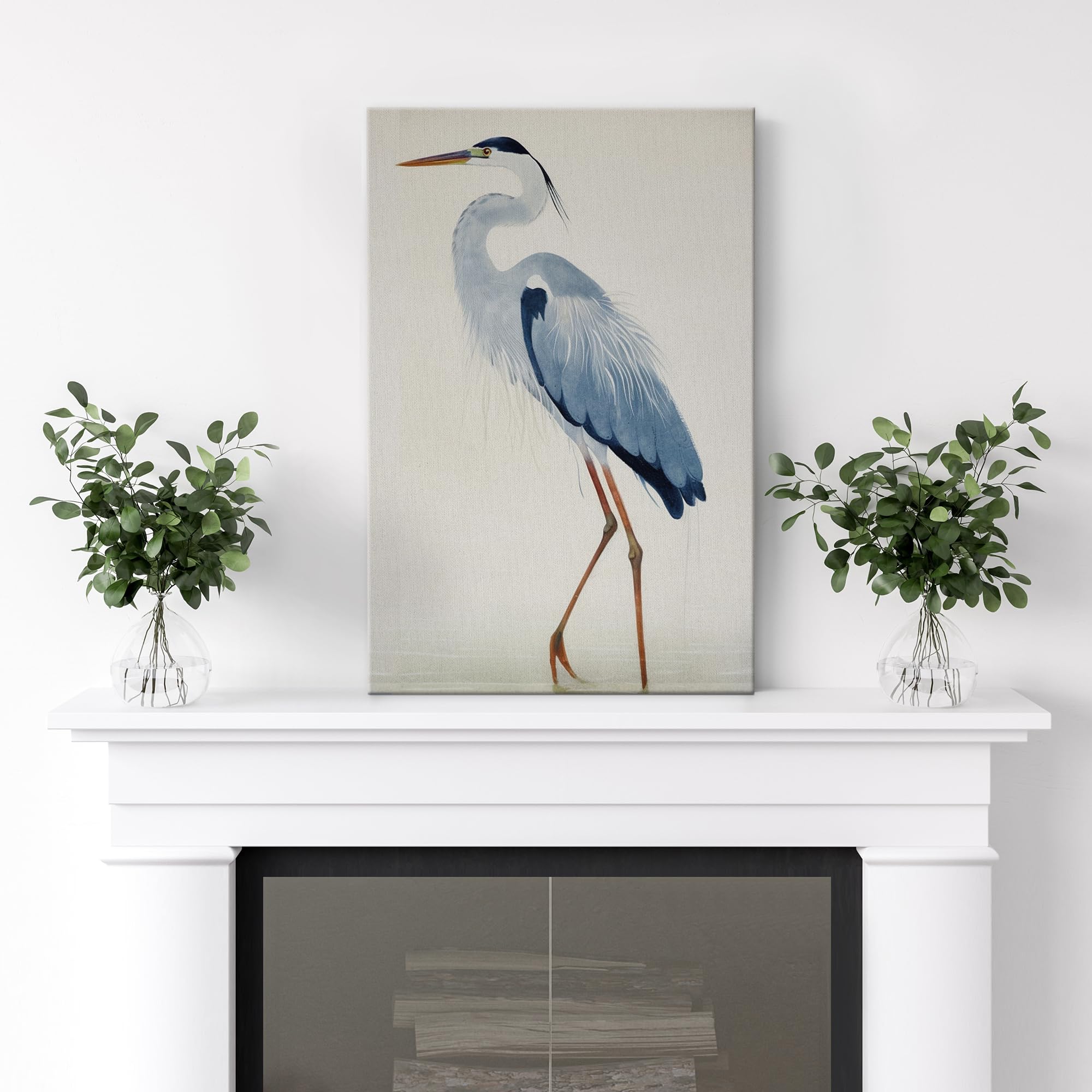 Wall26 Canvas Print Wall Art Watercolor Pastel Blue Heron Galapagos Bird Animals Wilderness Illustrations Modern Art Antique Vin