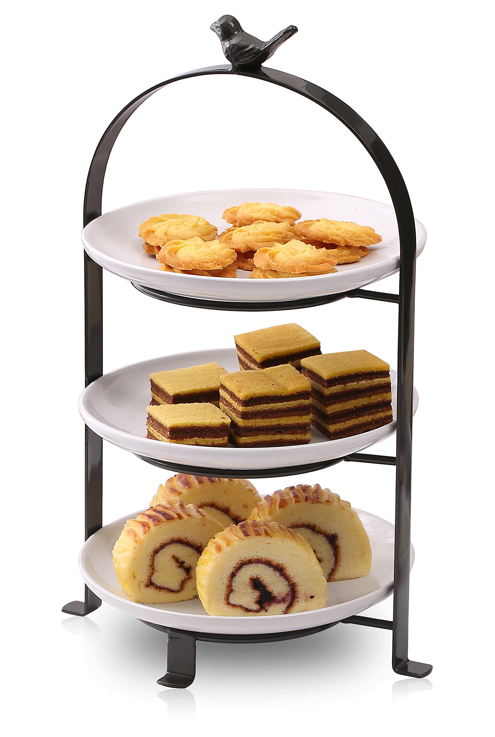Sparkworks 3 Tiered Cake Stand, Tea Party Serving Platter, Dessert And Cupcake Stand, Metal Tiered Serving Stand Includes Three