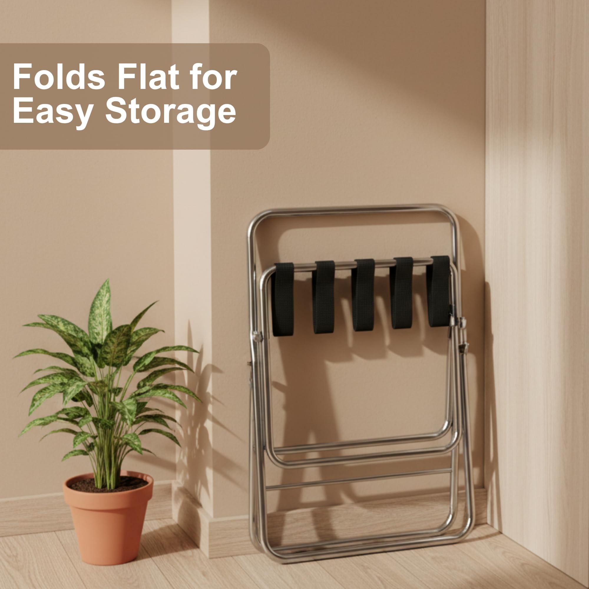 2-Tier X-Shaped Folding Steel Luggage Rack