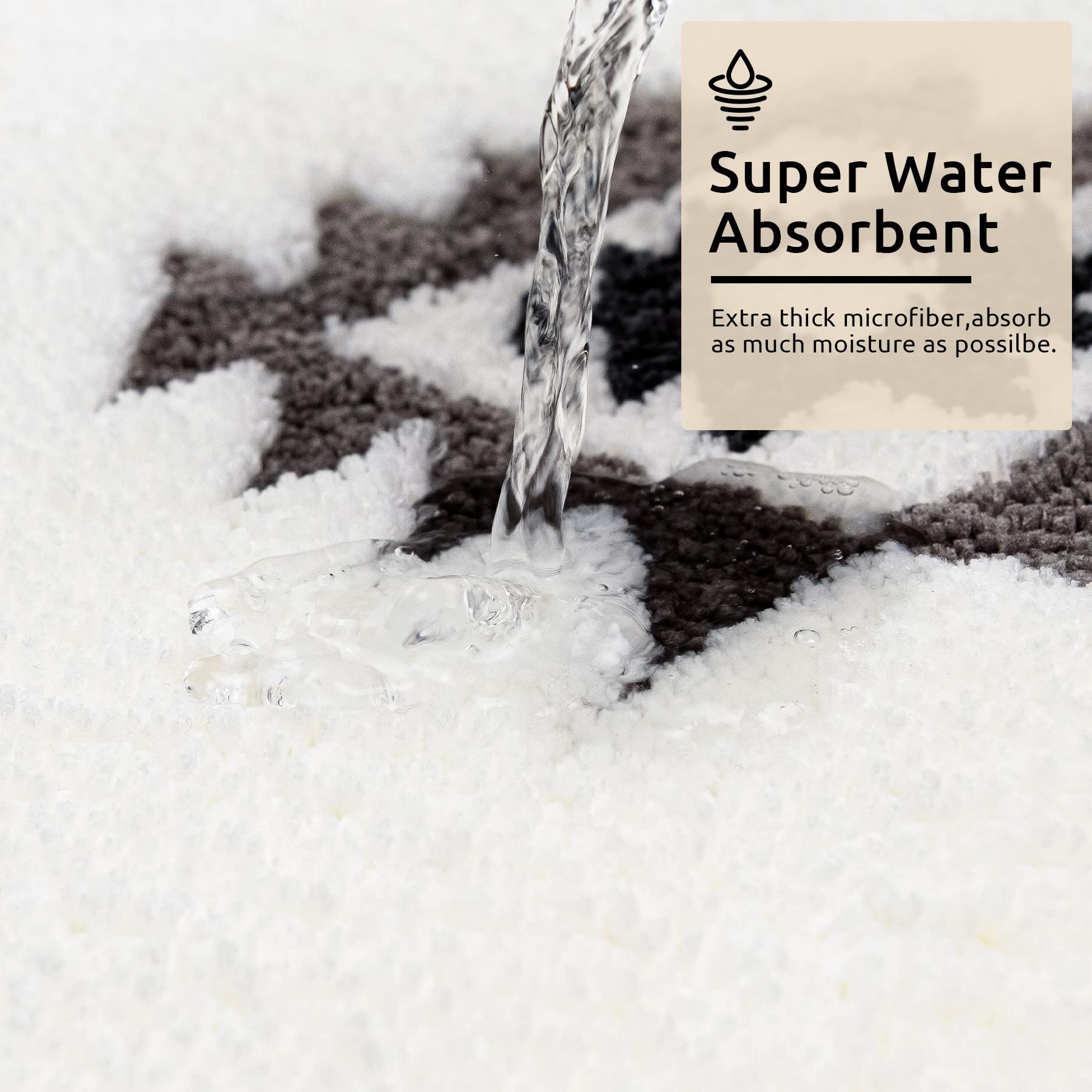 Dexde Boho Bathroom Rugs Black White Bath Mat Non Slip Long Bathroom Rug Runner Luxury Soft Absorbent Carpet For Bathroom Shower