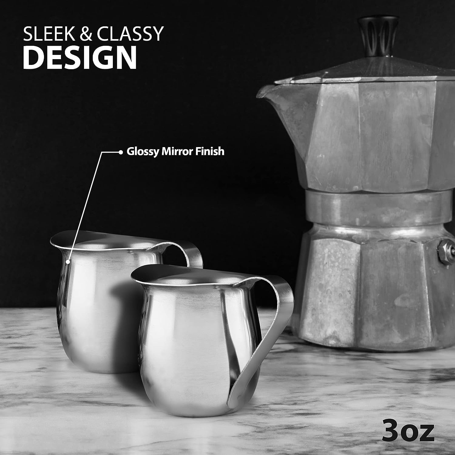 Ehomea2Z Stainless Steel Bell Creamer Espresso Shot Frothing Pitcher Cup Latte Art (4, 8 Oz)