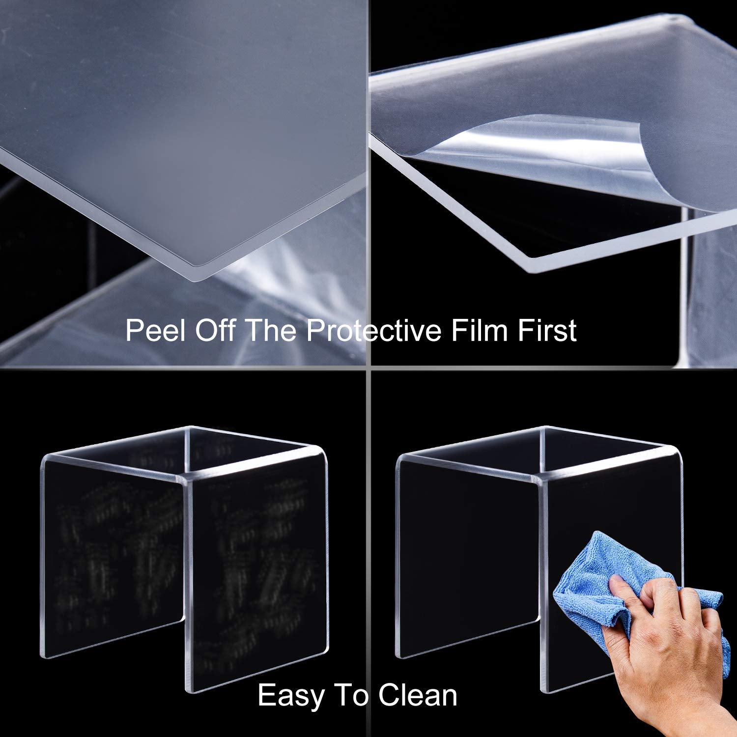 cEcOLIc clear Acrylic Riser Display Stand  Acrylic Display Riser Stand Shelf for Pops Figures  Jewelry  candy  cupcake  Dessert  2 Sets - 3x4x5in
