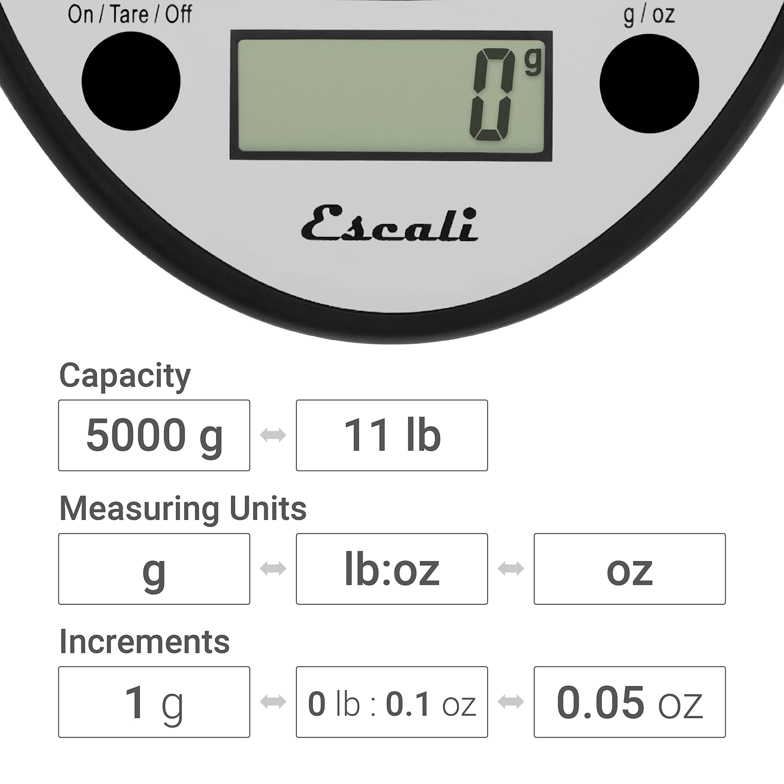 Escali Primo Nsf Listed Digital Scale, 11 Lb/5 Kg, Black (Scdgp11Bk)