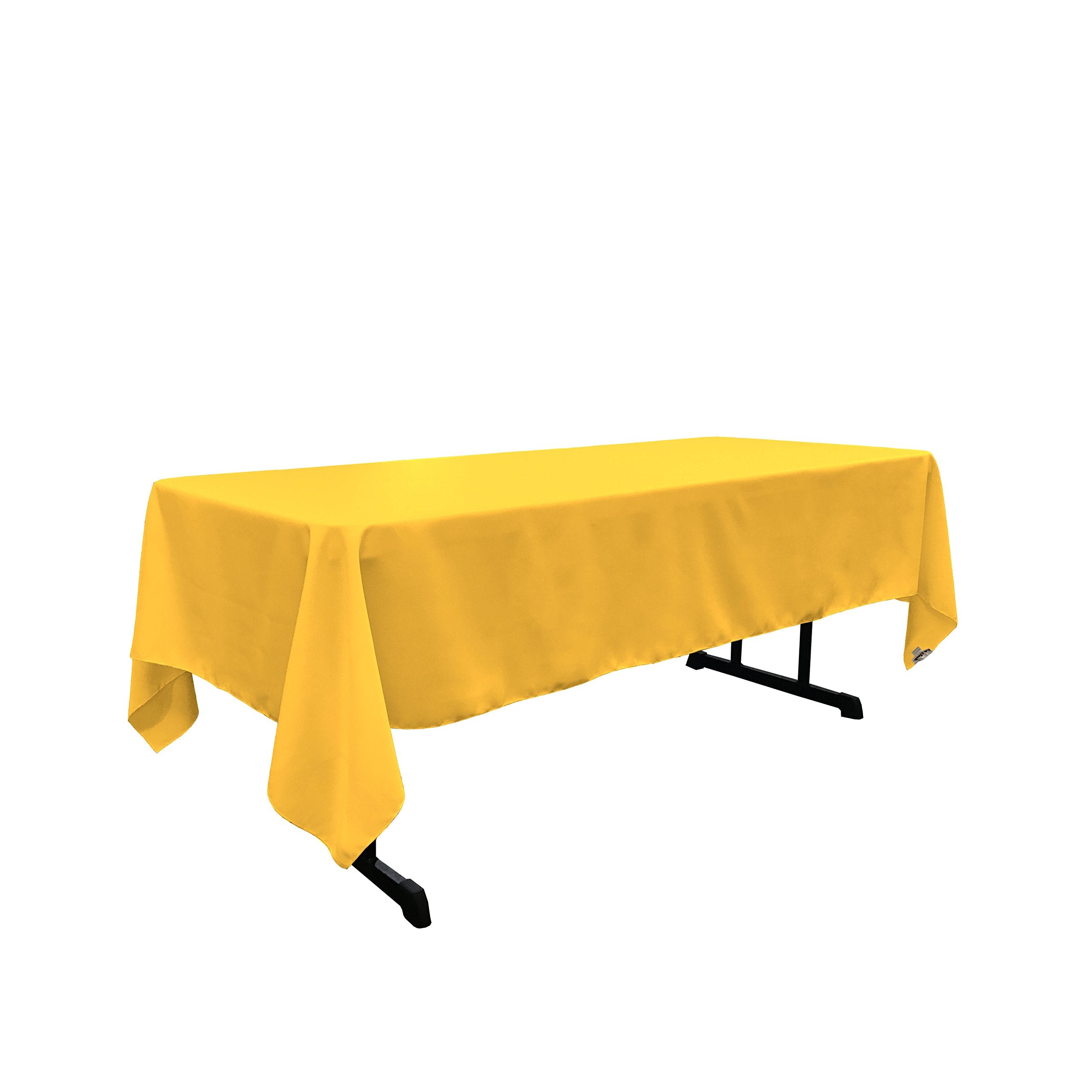 LA Linen Polyester Poplin Rectangular Tablecloth  60 by 102-Inch  Dark Yellow